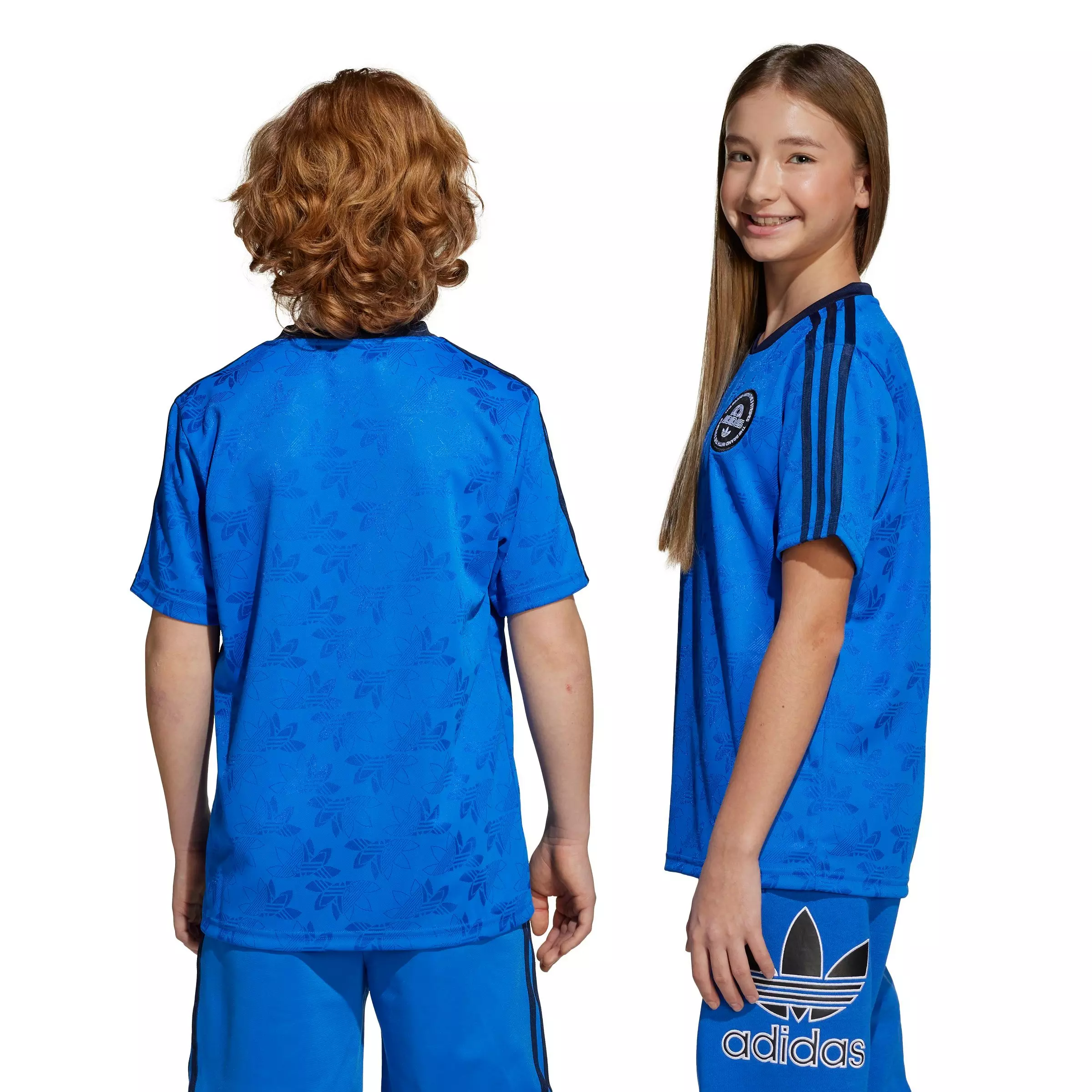 adidas Originals Big Boys' Trefoil Football Tee - BLUE