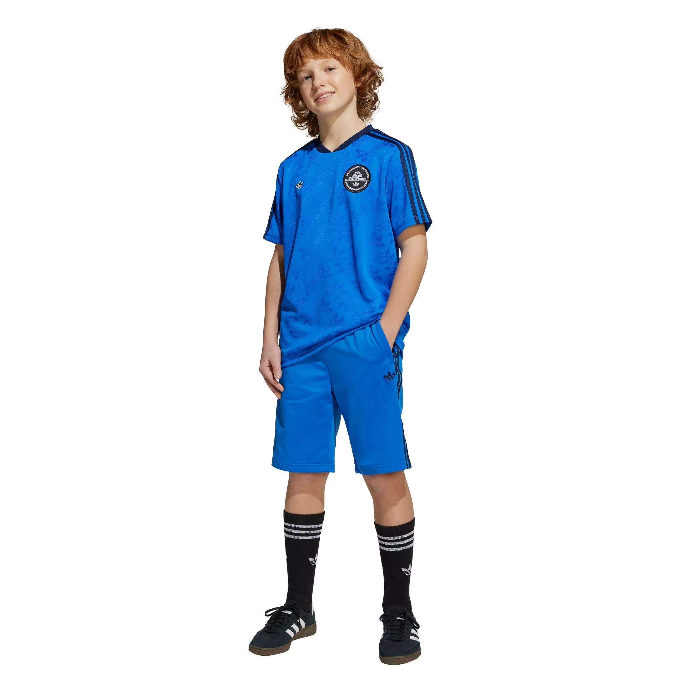 adidas Originals Big Boys' Trefoil Football Tee - BLUE