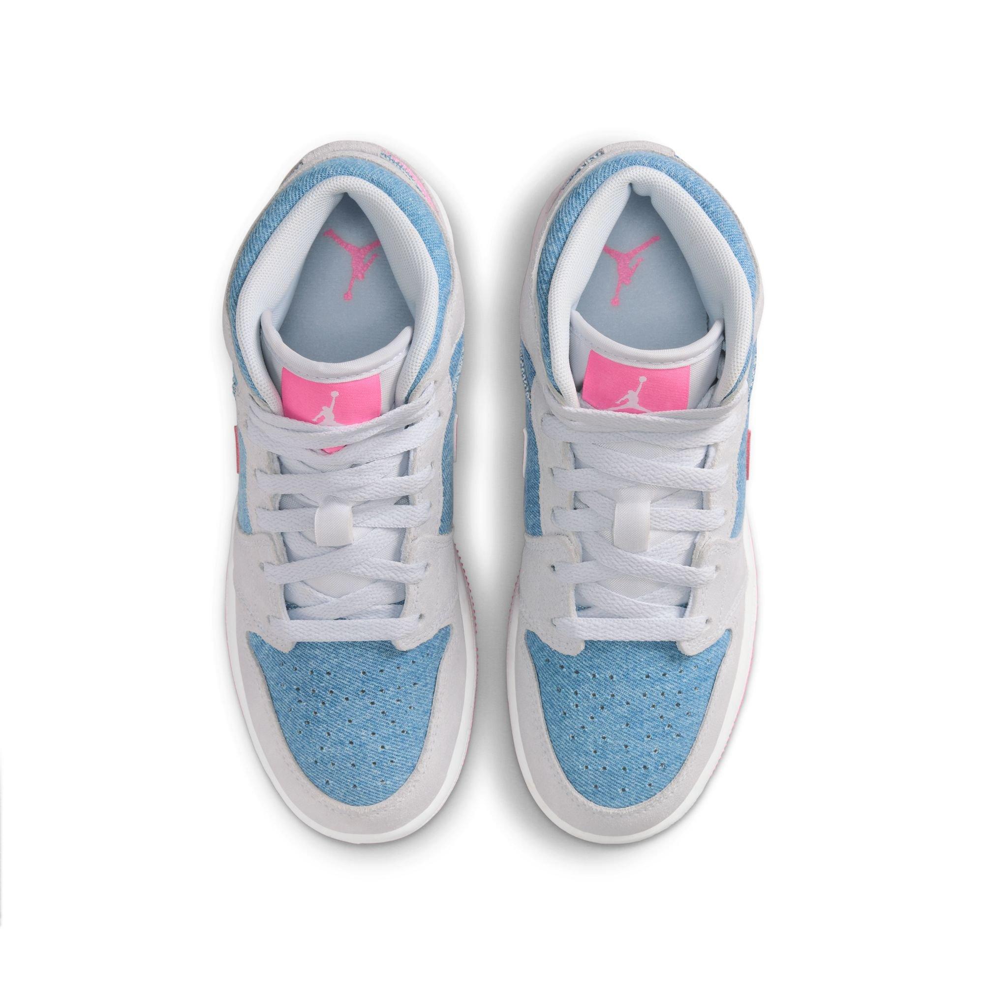 Jordan 1 Mid SE Grade School Girls' "Cobalt Bliss/Pink Glow/White" Shoe
