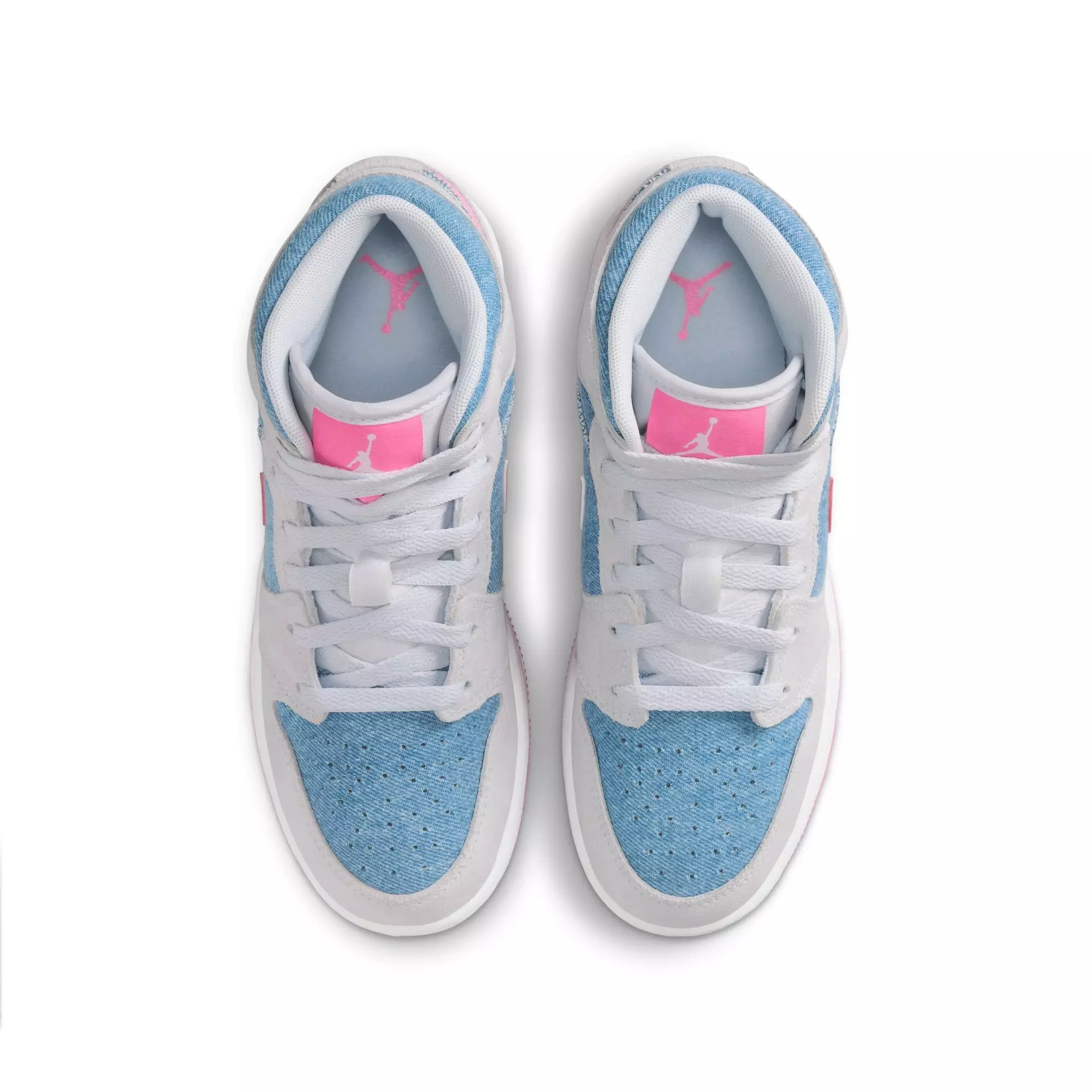 Jordan 1 Mid SE "Cobalt Bliss/Pink Glow/White" Grade School Girls' Shoe - BLUE/PINK