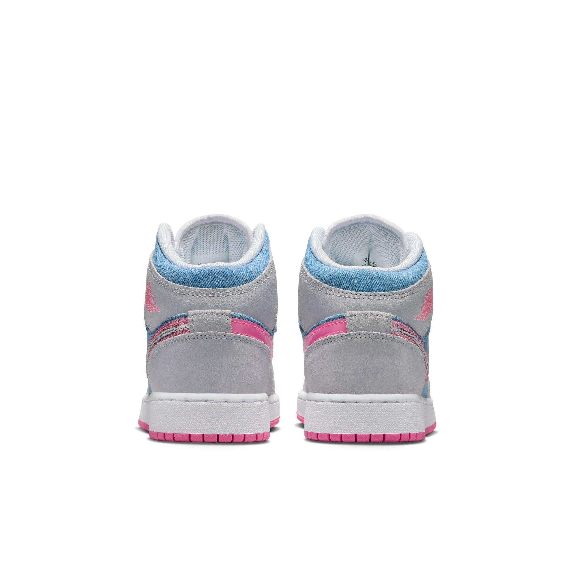 Jordan 1 Mid SE Grade School Girls' "Cobalt Bliss/Pink Glow/White" Shoe