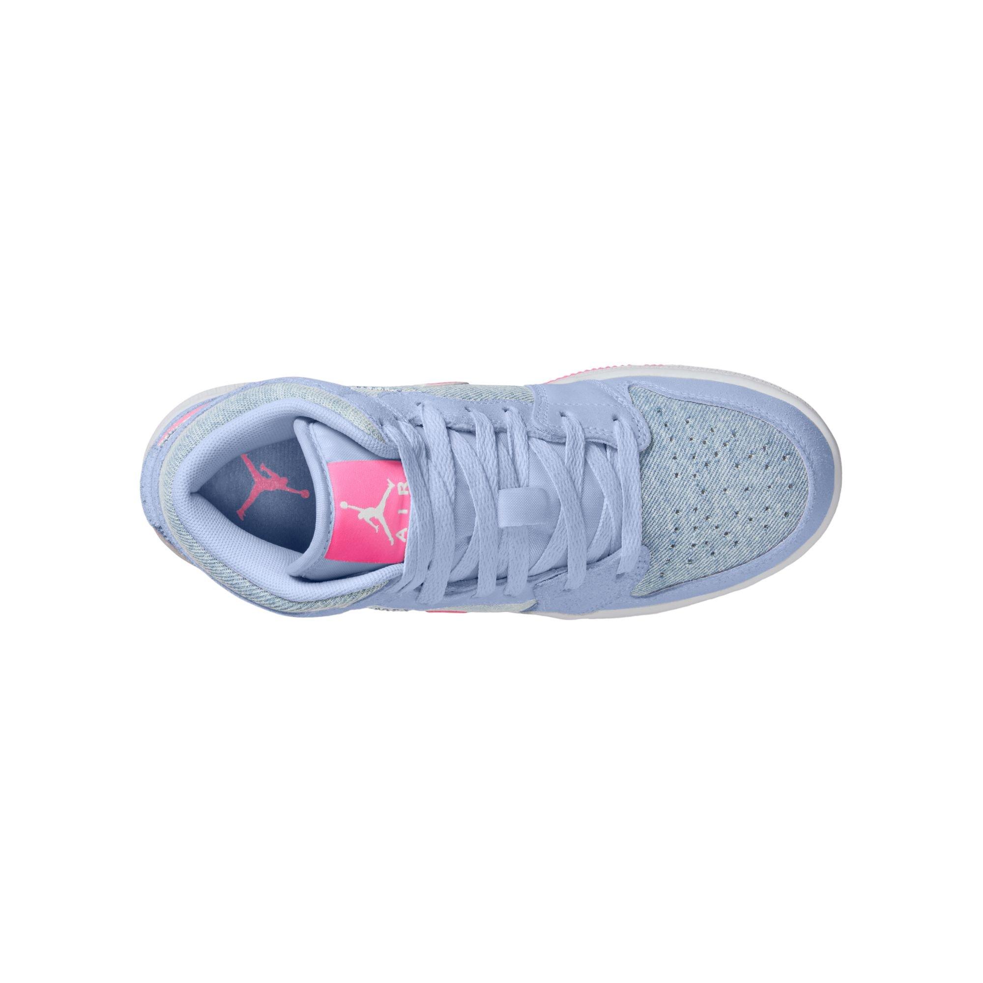 Jordan 1 Mid SE Grade School Girls' "Cobalt Bliss/Pink Glow/White" Shoe