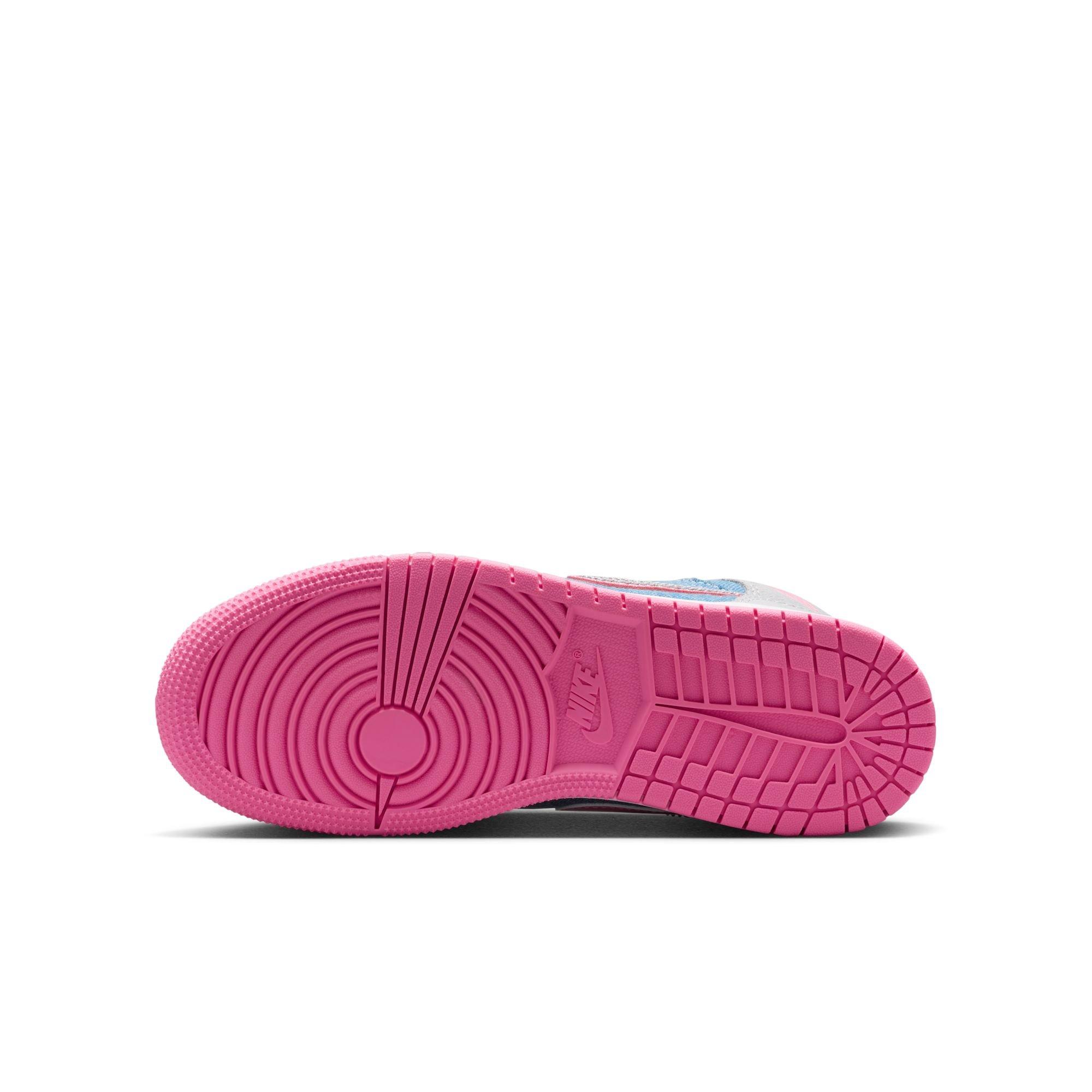 Jordan 1 Mid SE Grade School Girls' "Cobalt Bliss/Pink Glow/White" Shoe