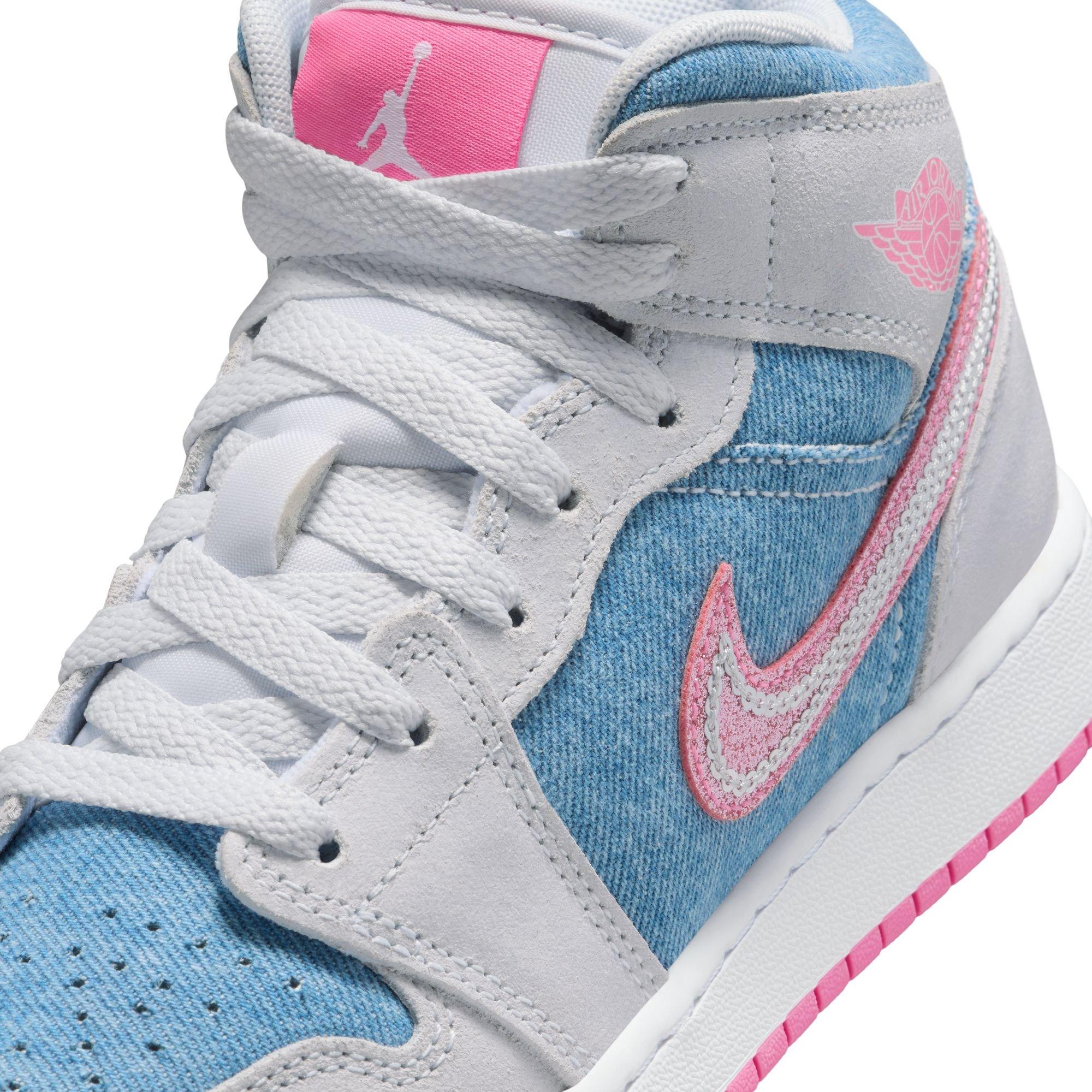 Jordan 1 Mid SE Grade School Girls' "Cobalt Bliss/Pink Glow/White" Shoe