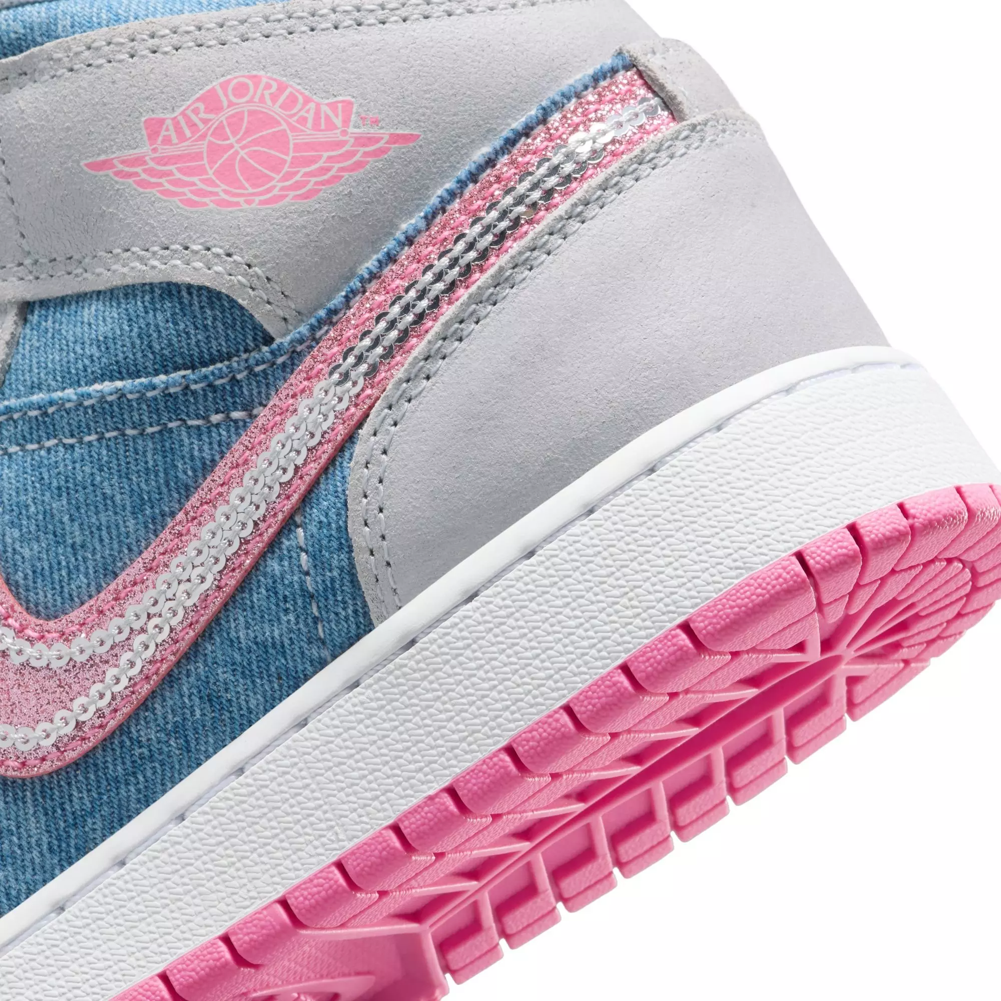 Jordan 1 Mid SE "Cobalt Bliss/Pink Glow/White" Grade School Girls' Shoe - BLUE/PINK
