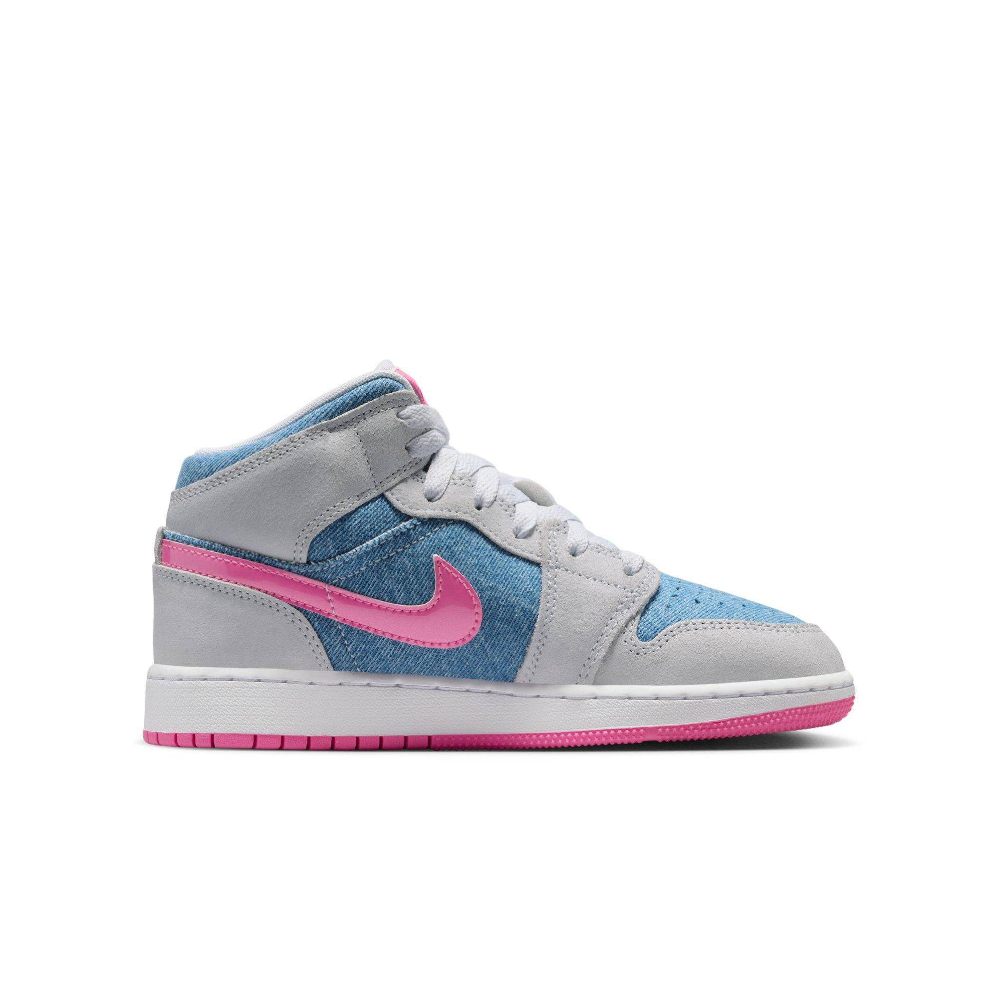 Jordan 1 Mid SE Grade School Girls' "Cobalt Bliss/Pink Glow/White" Shoe