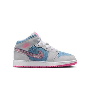 Jordan 1 Mid SE "Cobalt Bliss/Pink Glow/White" Grade School Girls' Shoe