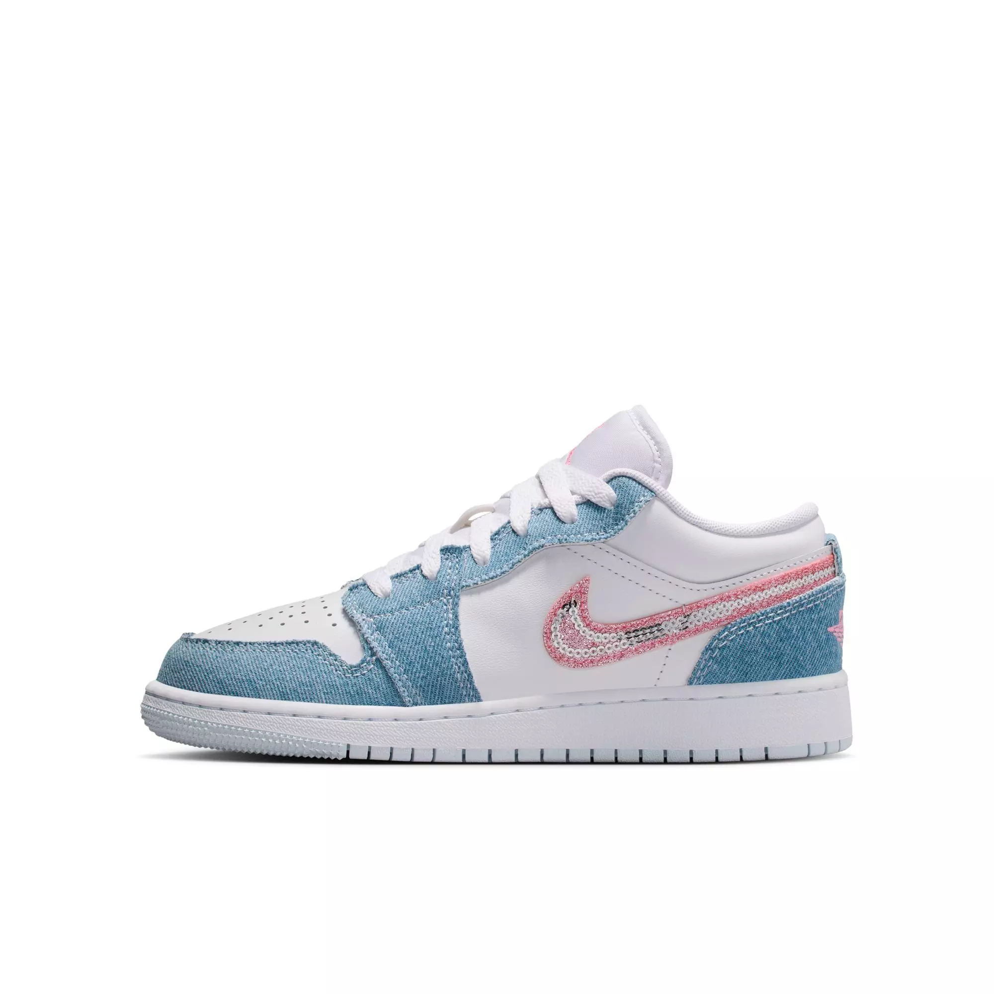 Jordan 1 Low SE "Cobalt Bliss/Pink Glow/White" Grade School Girls' Shoe - BLUE/PINK