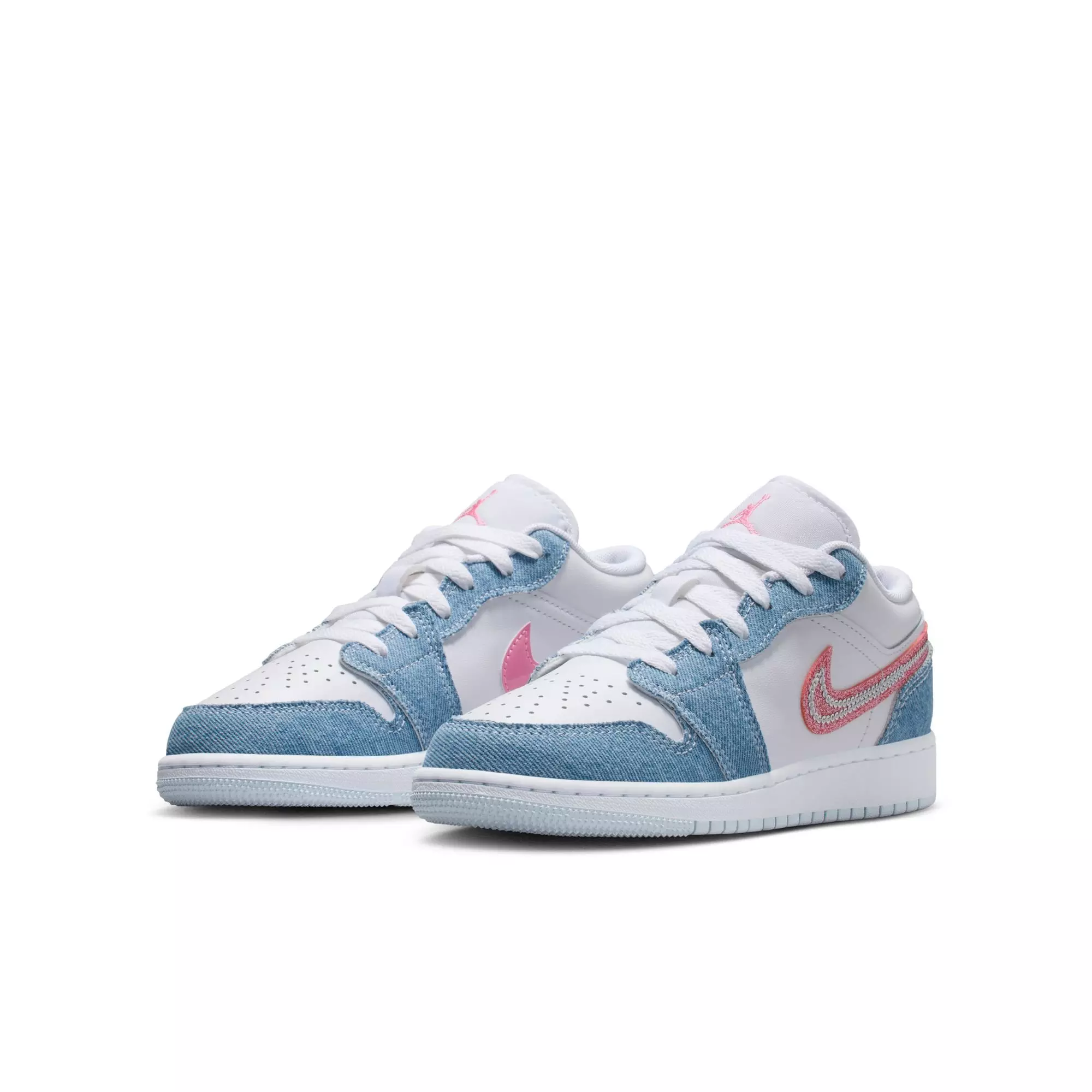 Jordan 1 Low SE "Cobalt Bliss/Pink Glow/White" Grade School Girls' Shoe - BLUE/PINK