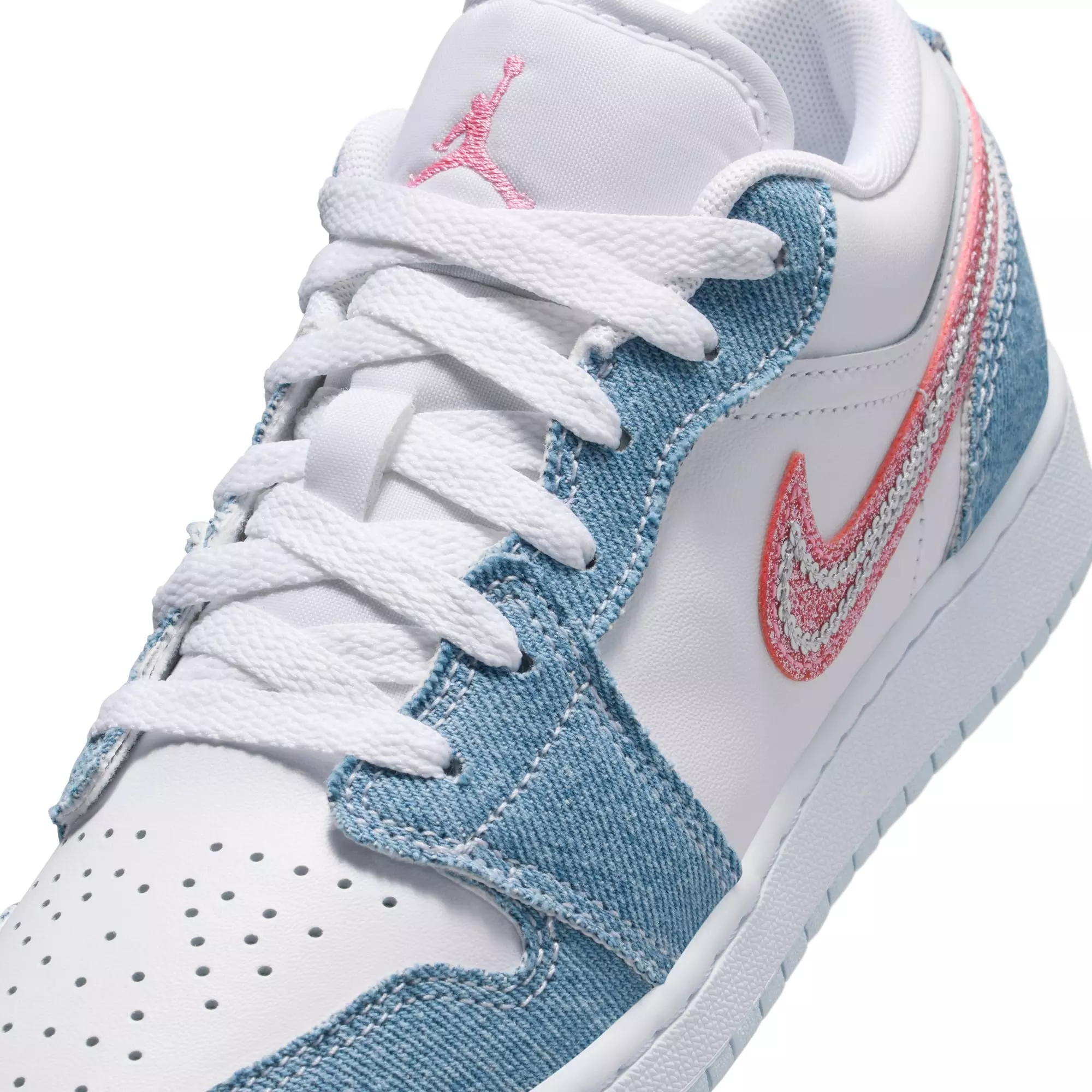 Jordan 1 Low SE "Cobalt Bliss/Pink Glow/White" Grade School Girls' Shoe - BLUE/PINK