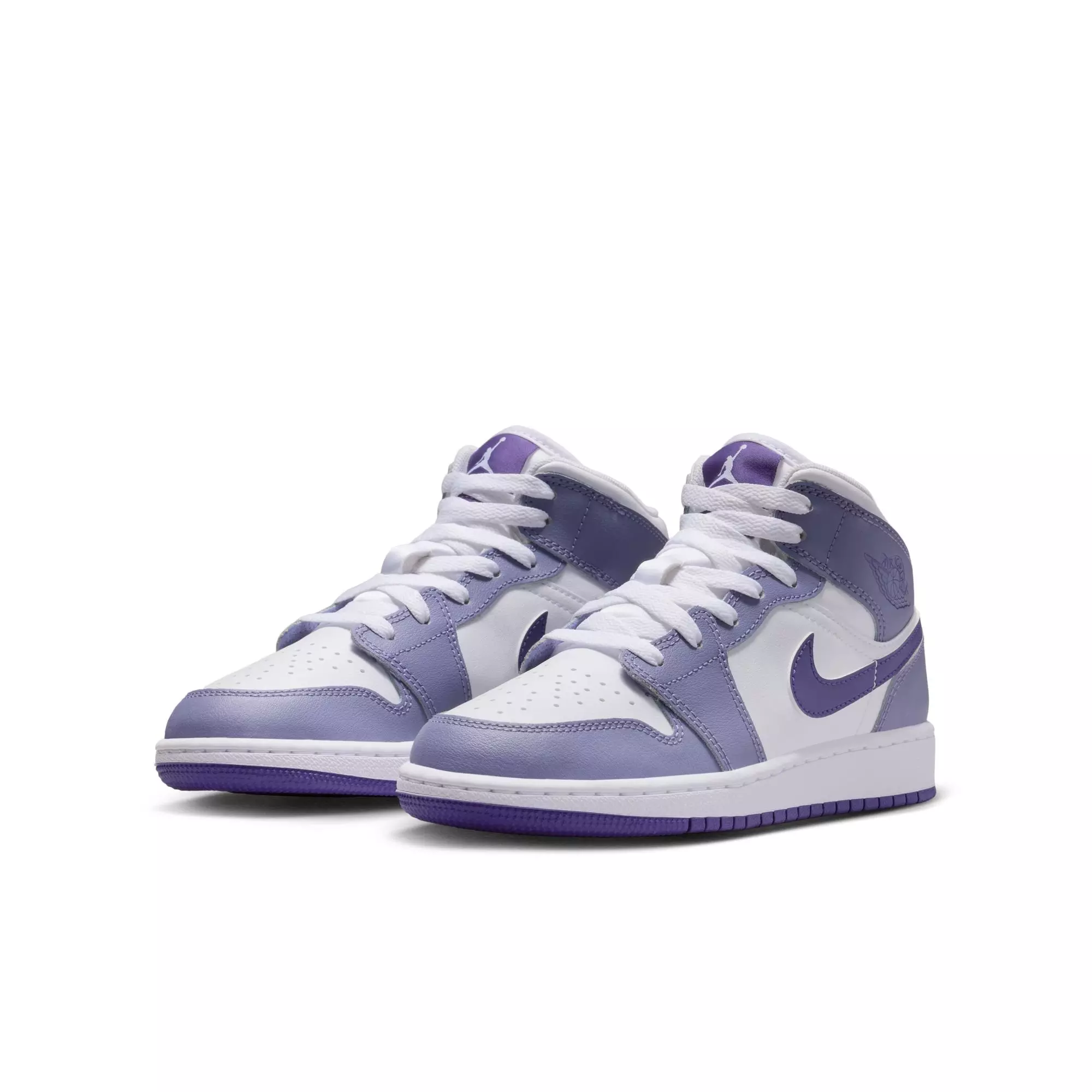 Jordan 1 Mid "Dusty Amethyst/Court Purple/White" Grade School Girls' Shoe​ - PURPLE/WHITE