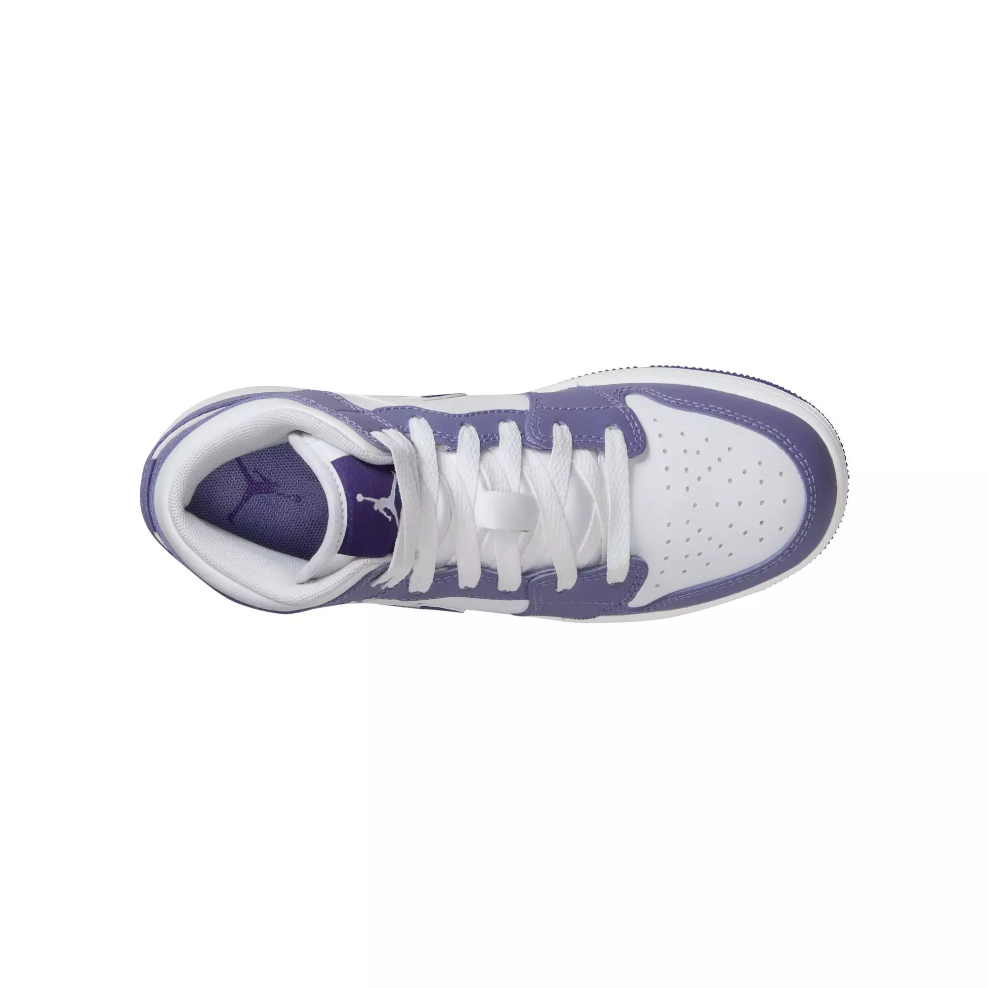 Jordan 1 Mid "Dusty Amethyst/Court Purple/White" Grade School Girls' Shoe​ - PURPLE/WHITE