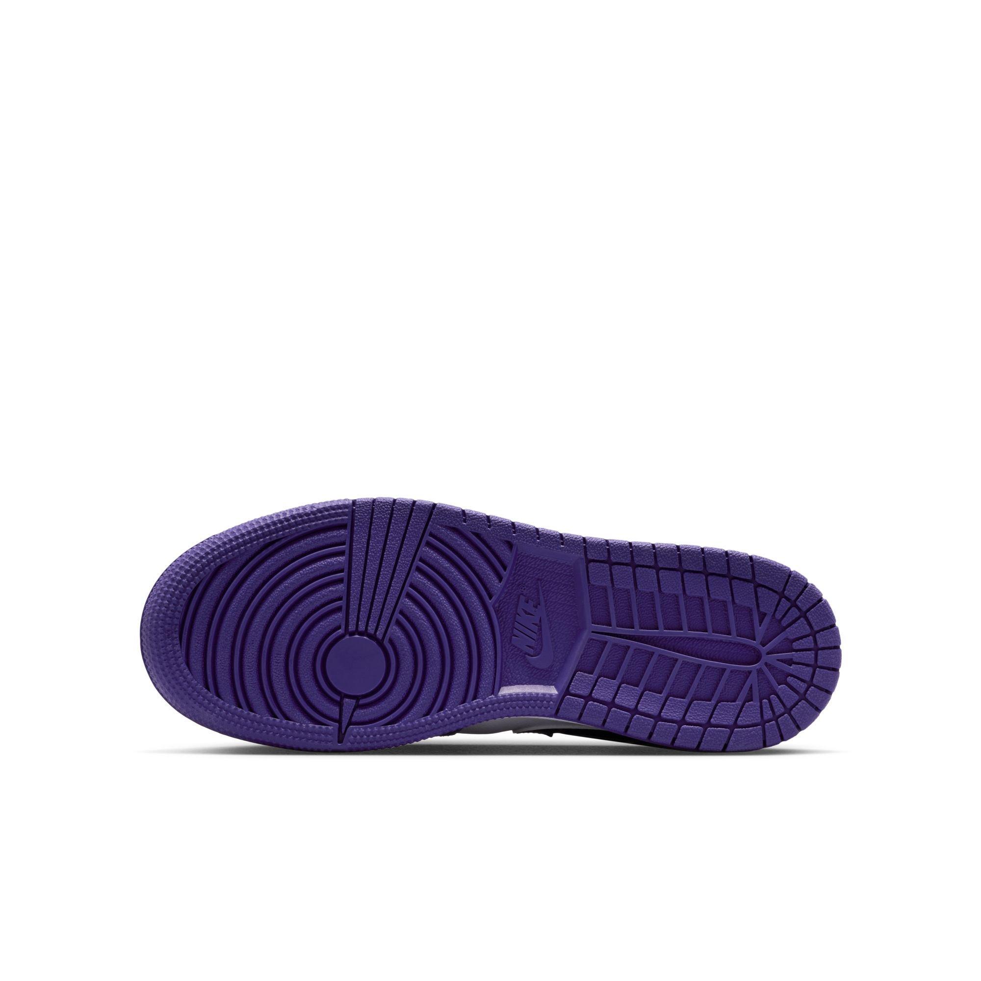 Jordan 1 Mid Grade School Girls' "Dusty Amethyst/Court Purple/White" Shoe​