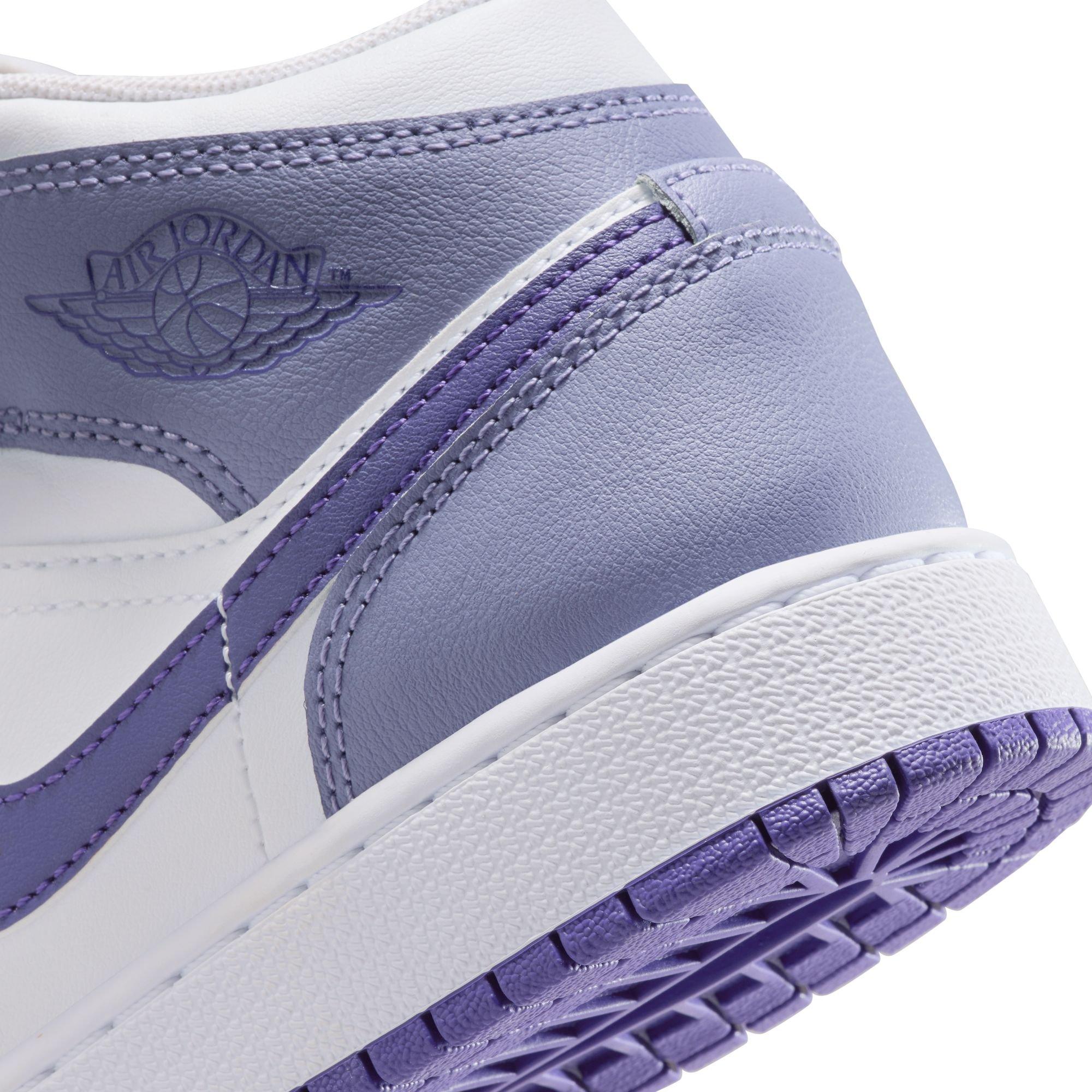 Jordan 1 Mid Grade School Girls' "Dusty Amethyst/Court Purple/White" Shoe​