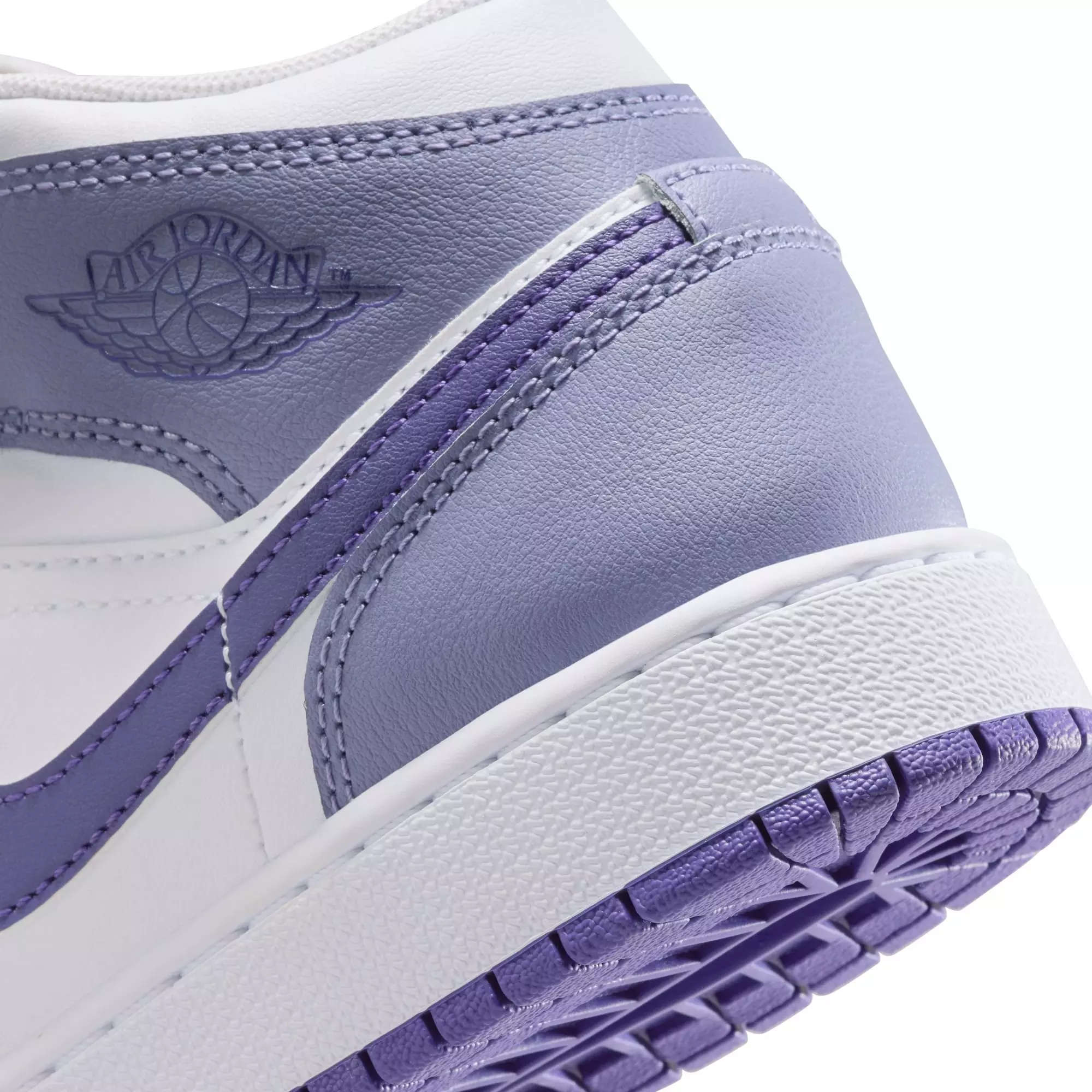 Jordan 1 Mid "Dusty Amethyst/Court Purple/White" Grade School Girls' Shoe​ - PURPLE/WHITE