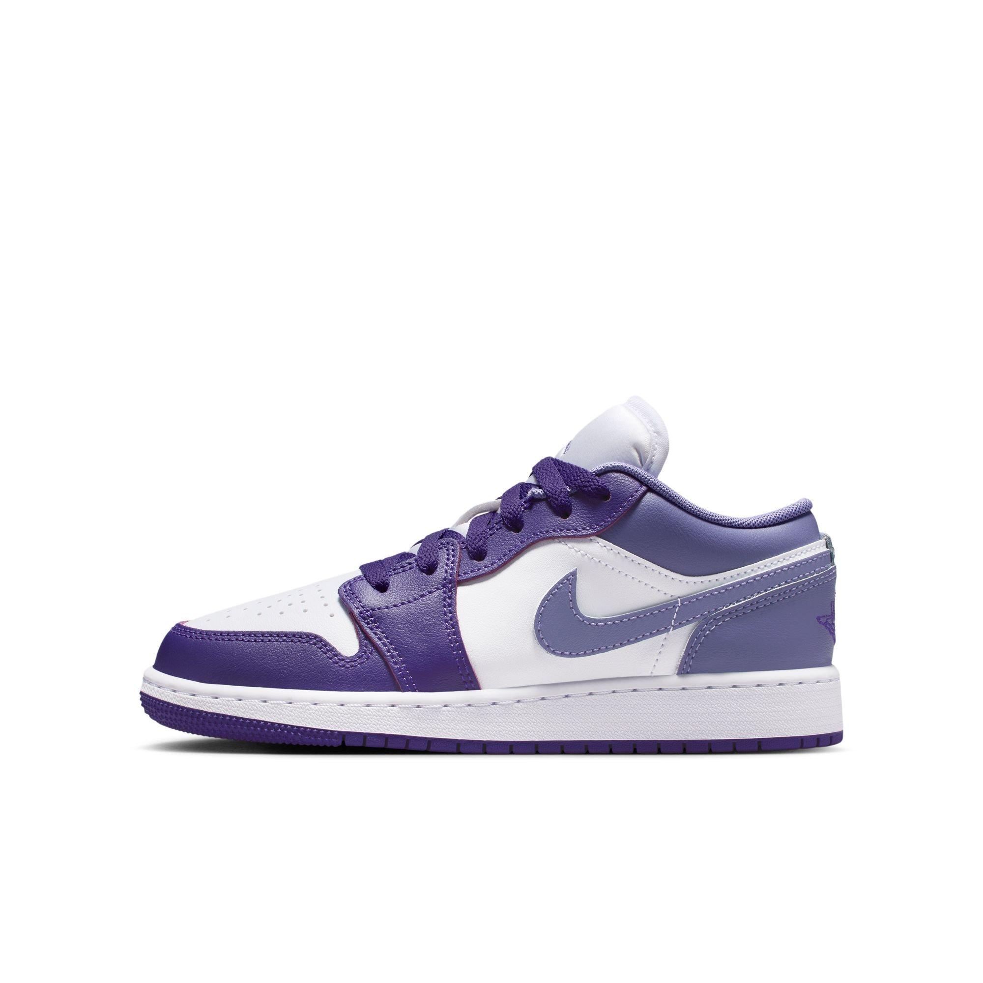 Jordan 1 Low Grade School Girls' "Court Purple/Dusty Amethyst/White" Shoe