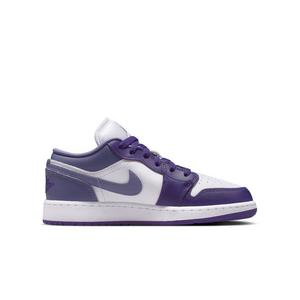 Jordan 1 Low "Court Purple/Dusty Amethyst/White" Grade School Girls' Shoe
