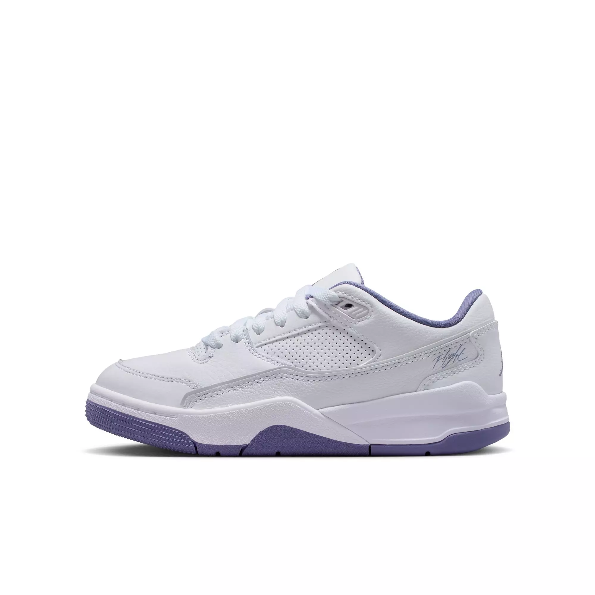 Jordan Flight Court "White/Dusty Amethyst" Grade School Girls' Shoe - PURPLE/WHITE