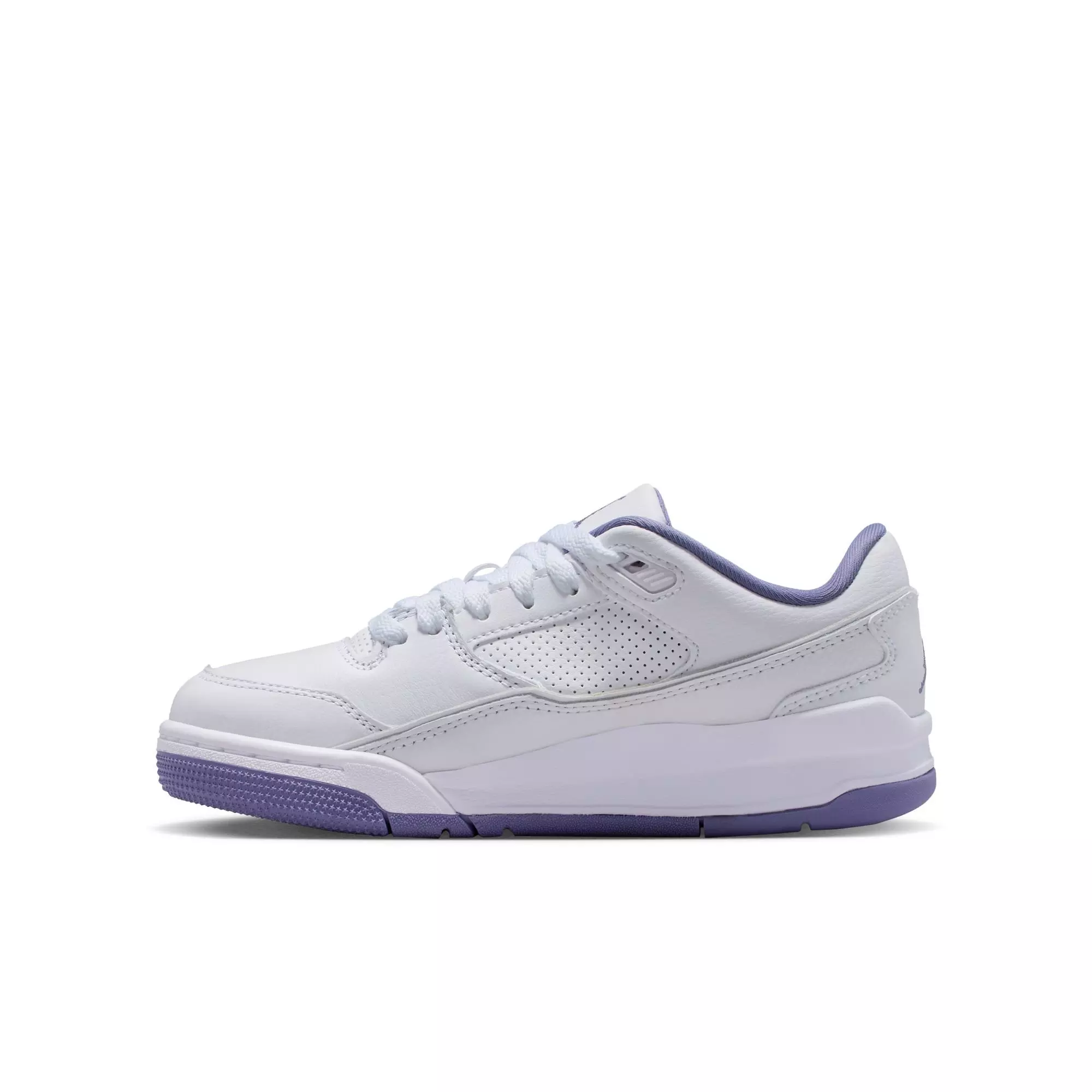 Jordan Flight Court "White/Dusty Amethyst" Grade School Girls' Shoe - PURPLE/WHITE