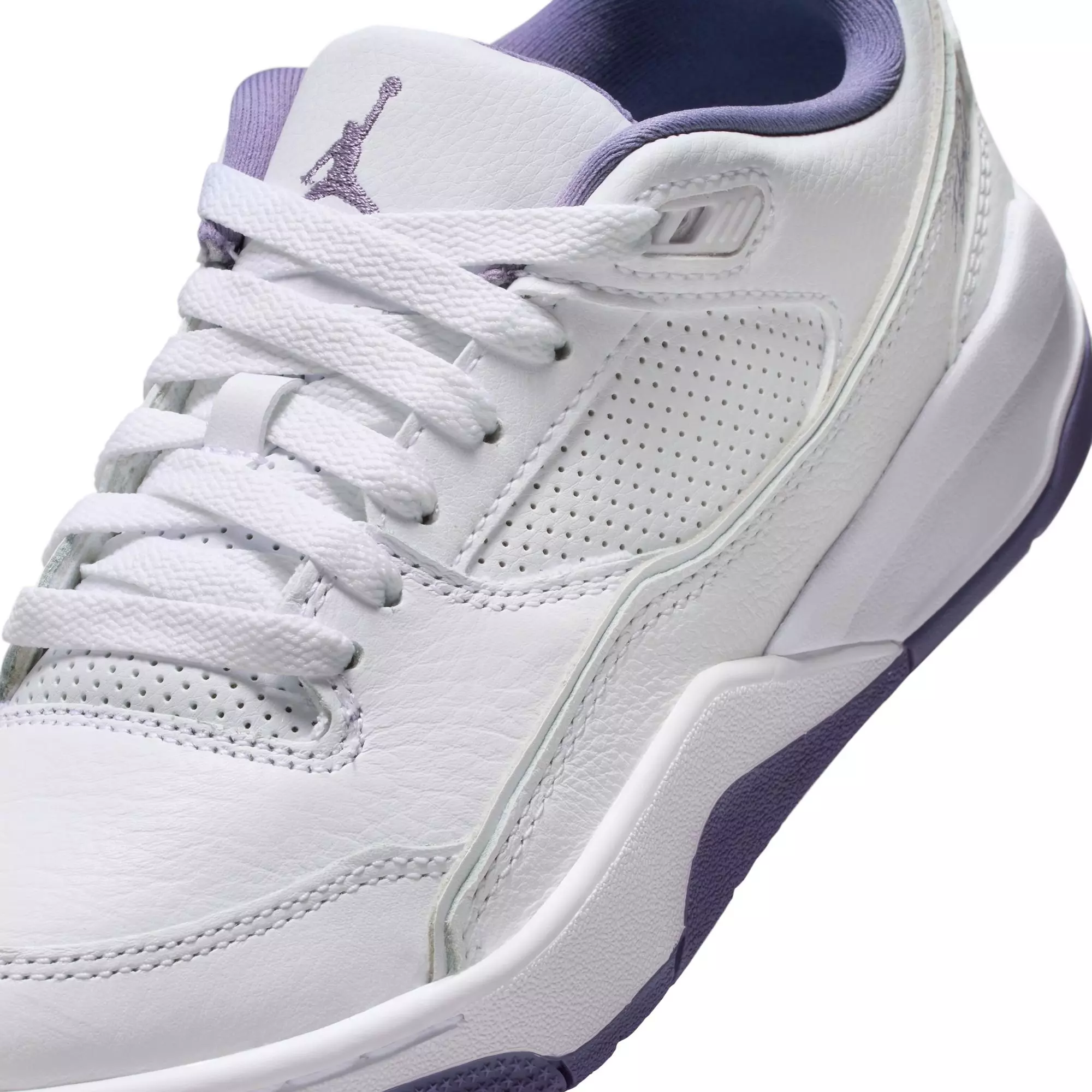 Jordan Flight Court "White/Dusty Amethyst" Grade School Girls' Shoe - PURPLE/WHITE