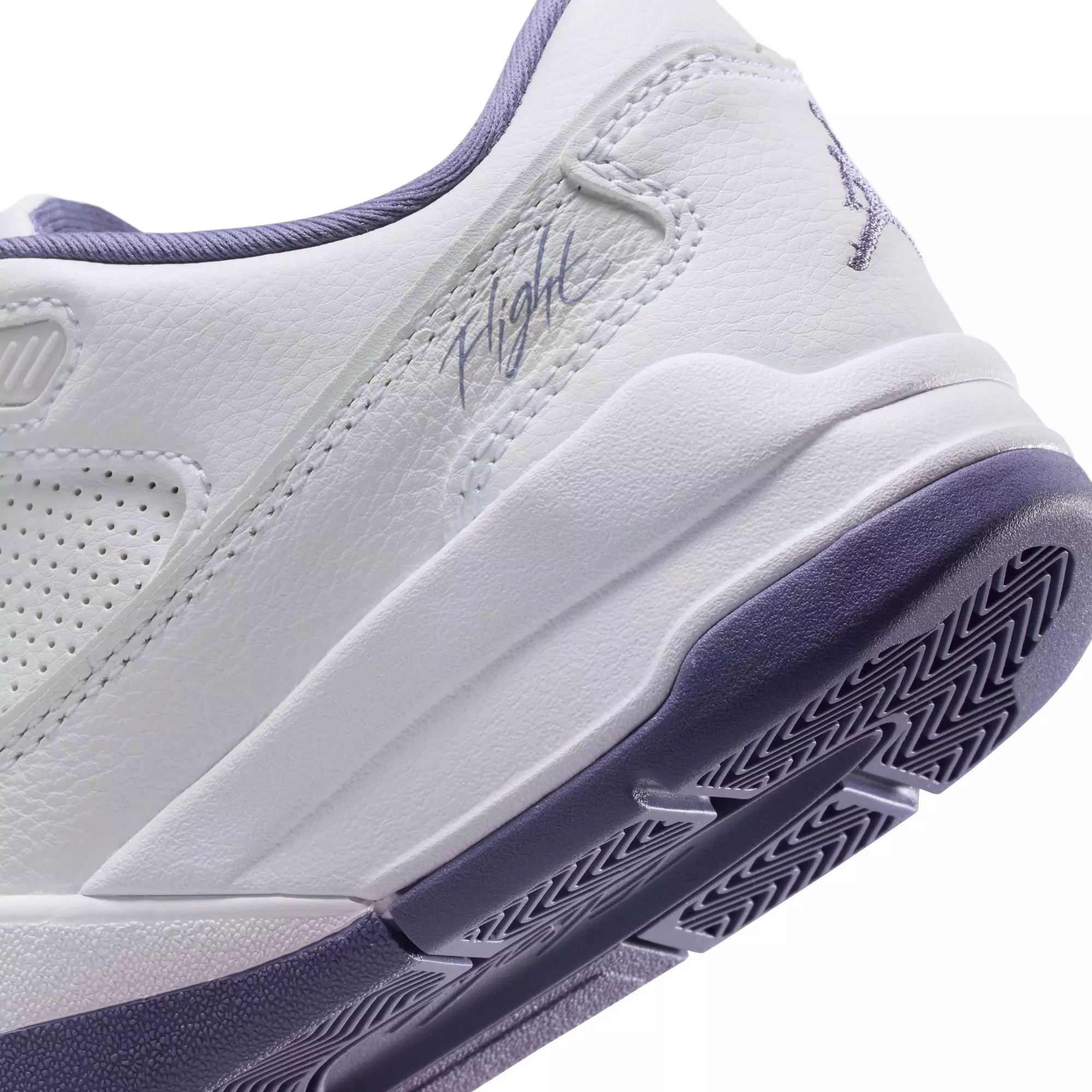 Jordan Flight Court "White/Dusty Amethyst" Grade School Girls' Shoe - PURPLE/WHITE