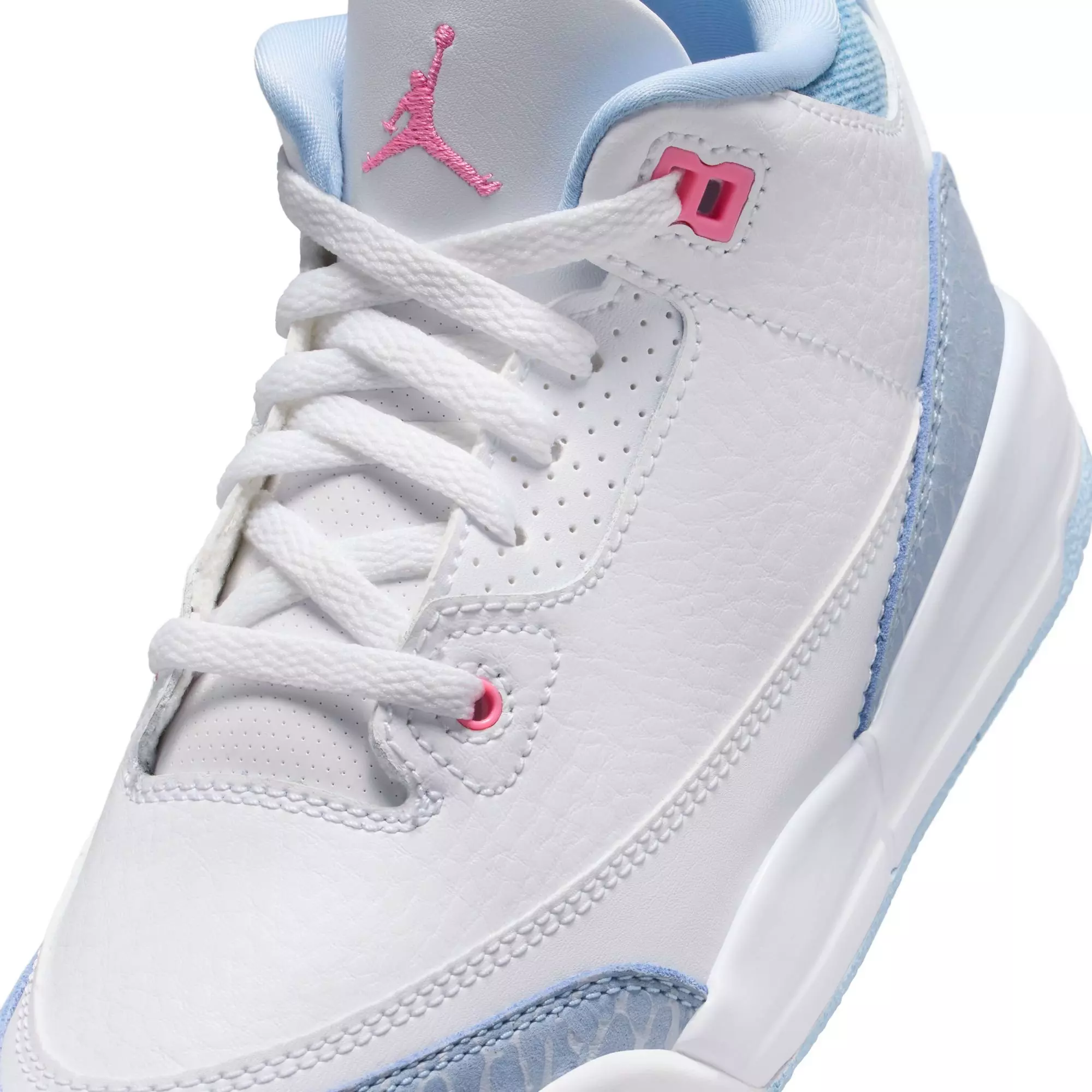 Jordan 3 Retro "Cobalt Bliss" Preschool Girls' Shoe - WHITE/PINK GLOW/COBALT BLISS
