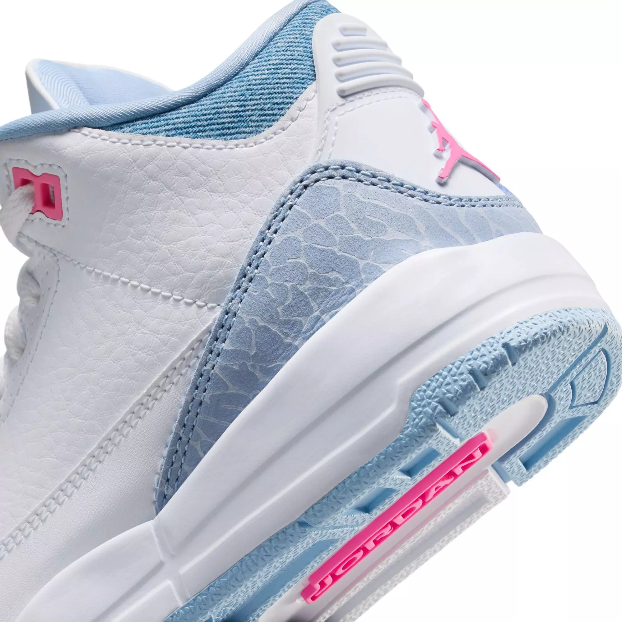 Jordan 3 Retro "Cobalt Bliss" Preschool Girls' Shoe - WHITE/PINK GLOW/COBALT BLISS