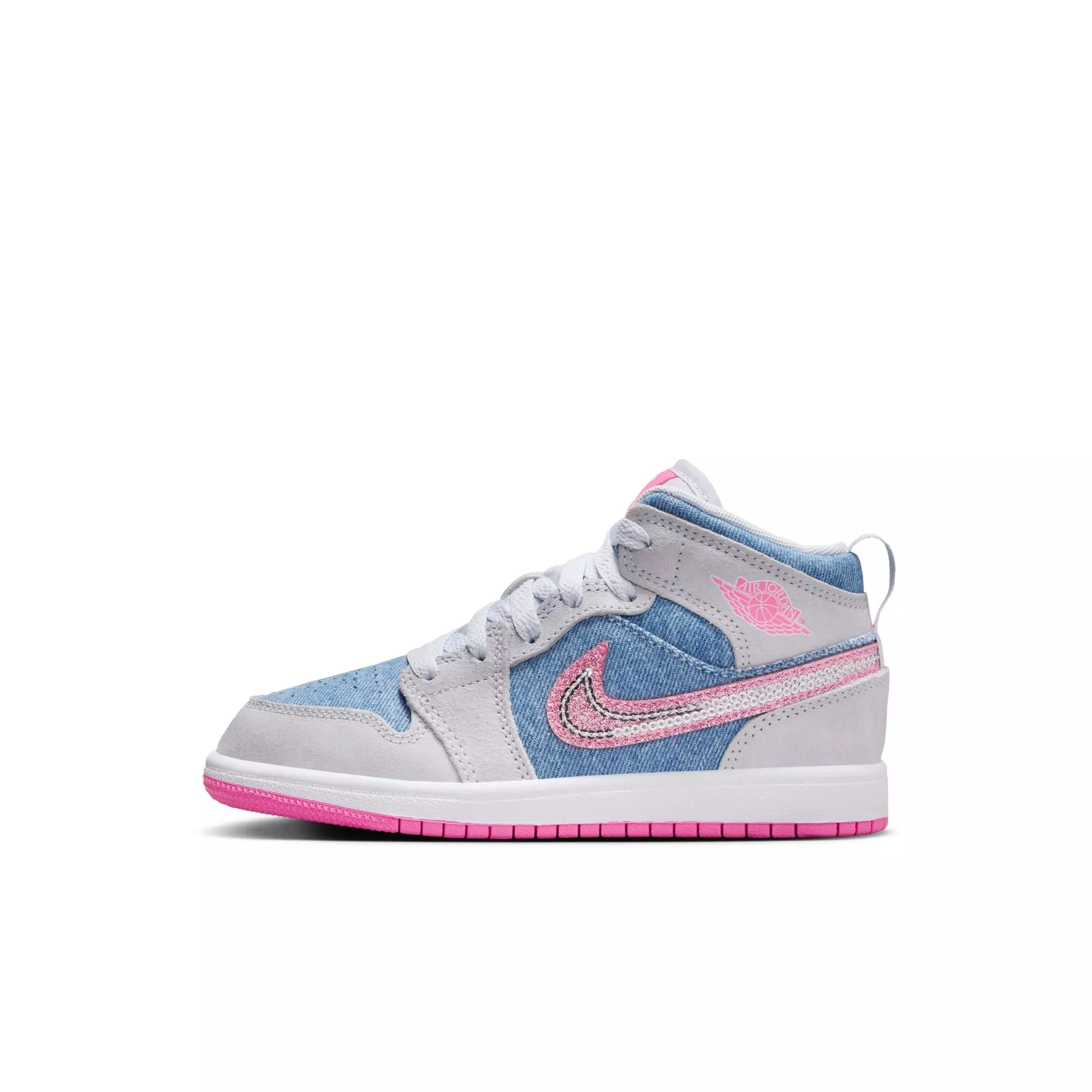 Jordan 1 Mid SE "Cobalt Bliss/Pink/White" Preschool Girls' Shoe