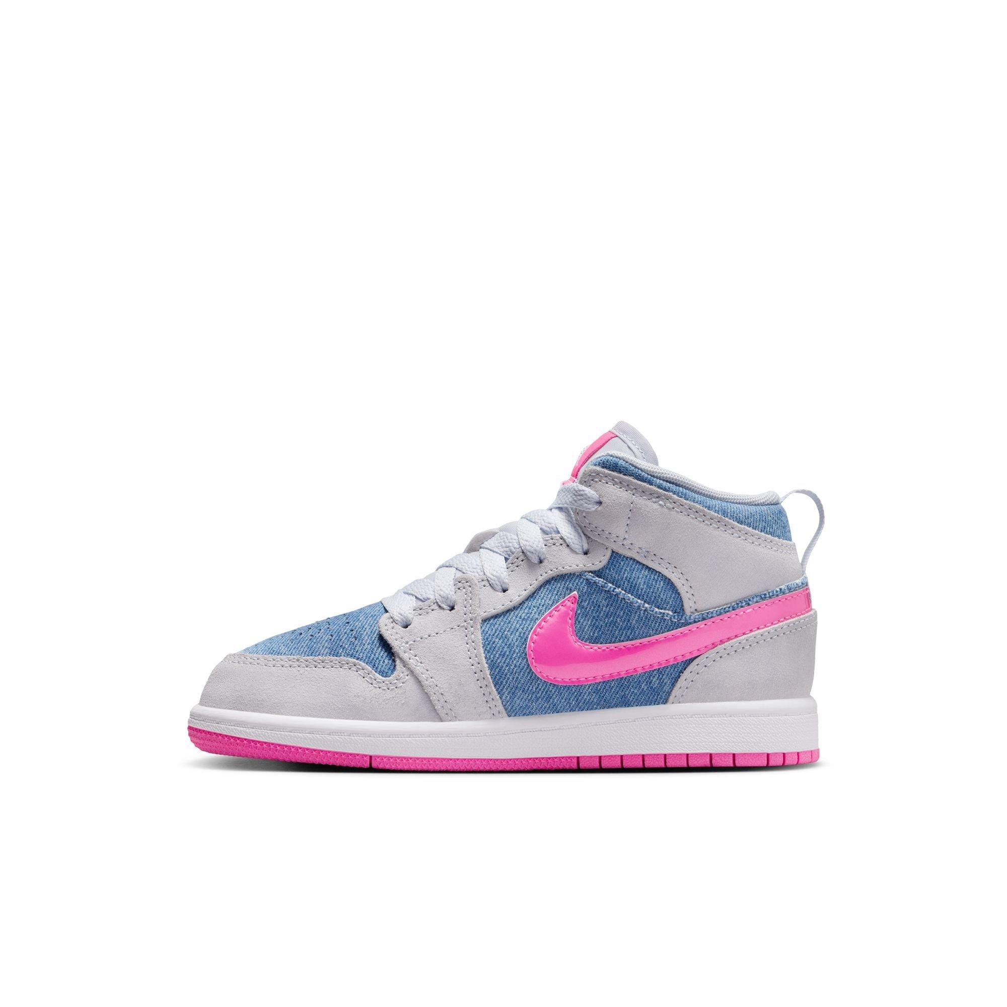 Jordan 1 Mid SE Preschool Girls' "Cobalt Bliss/Pink/White" Shoe
