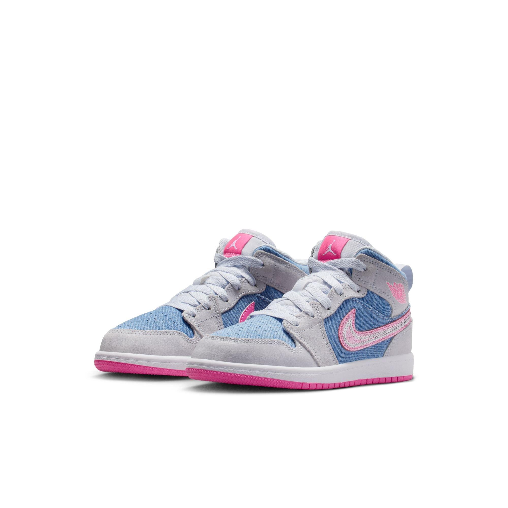 Jordan 1 Mid SE Preschool Girls' "Cobalt Bliss/Pink/White" Shoe