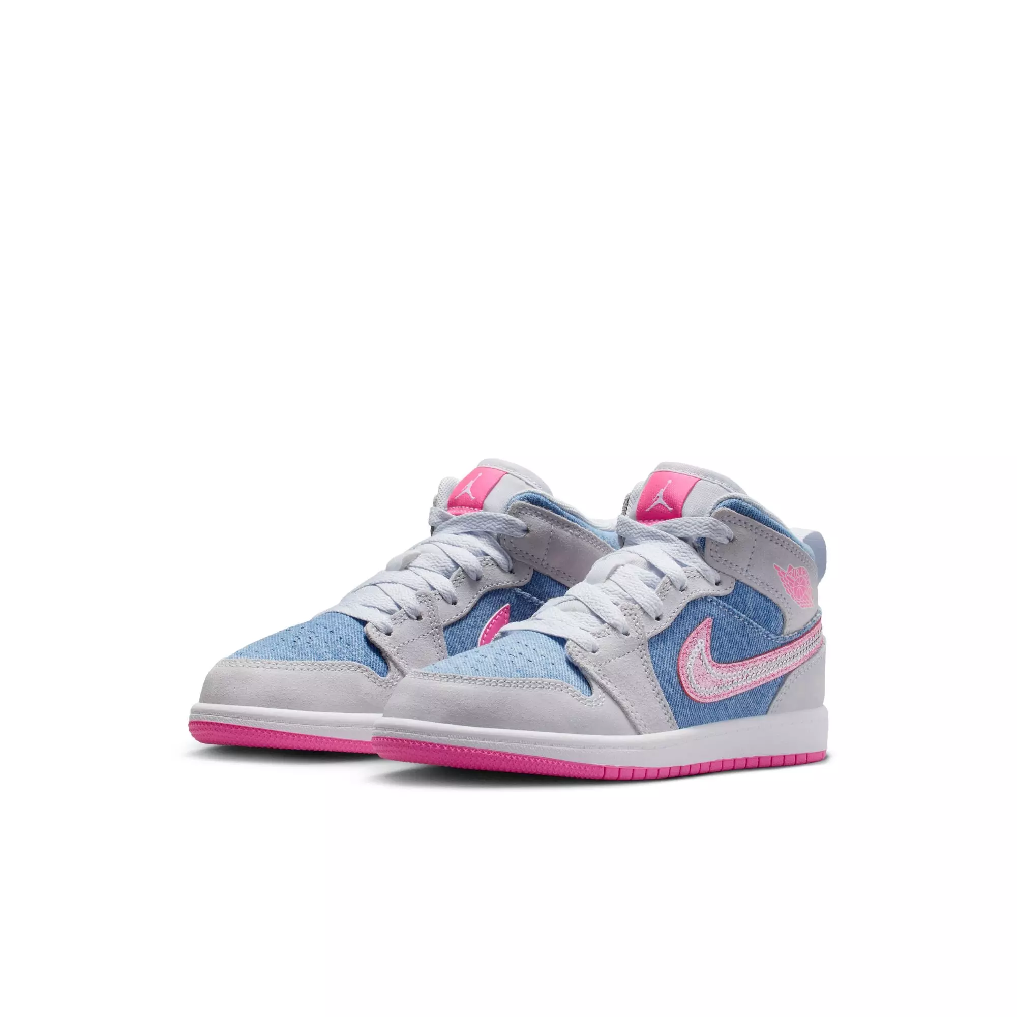 Jordan 1 Mid SE "Cobalt Bliss/Pink/White" Preschool Girls' Shoe