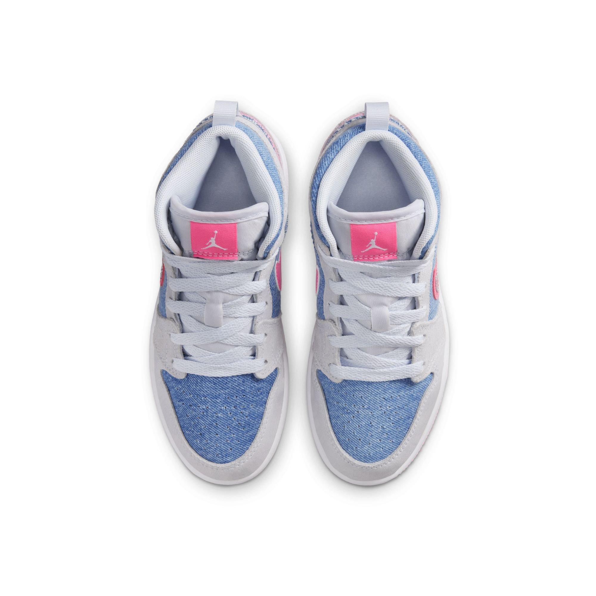 Jordan 1 Mid SE Preschool Girls' "Cobalt Bliss/Pink/White" Shoe