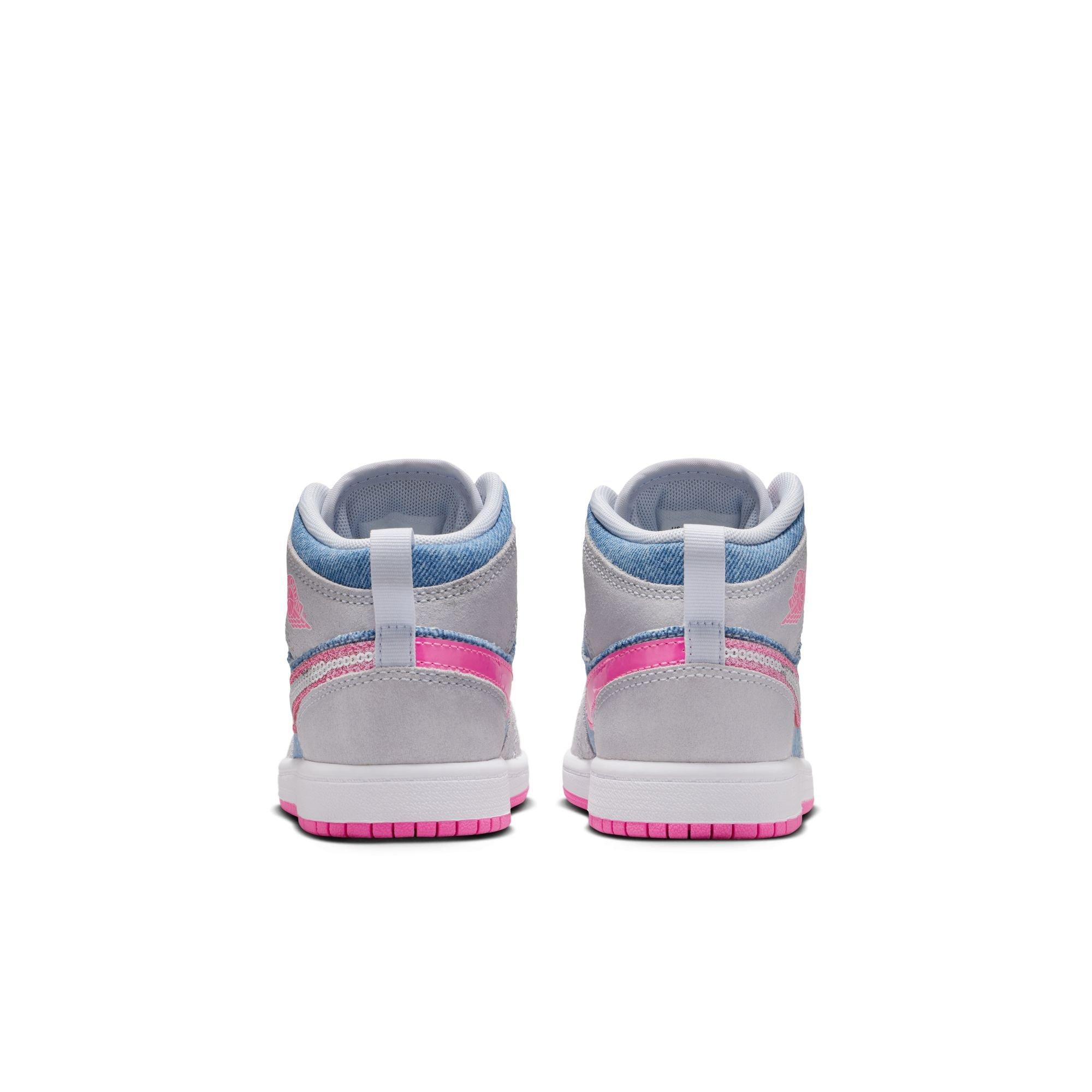 Jordan 1 Mid SE Preschool Girls' "Cobalt Bliss/Pink/White" Shoe