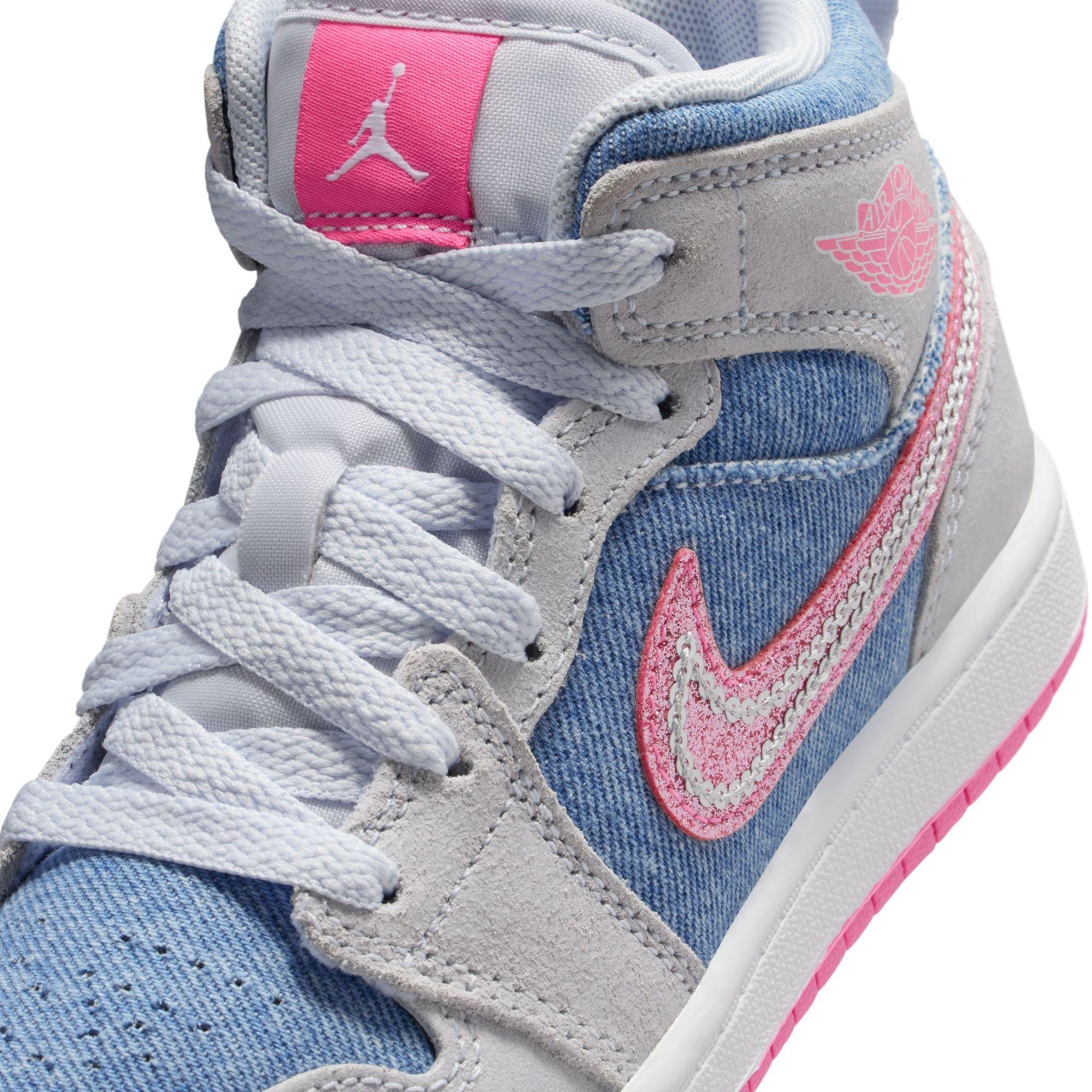 Jordan 1 Mid SE Preschool Girls' "Cobalt Bliss/Pink/White" Shoe