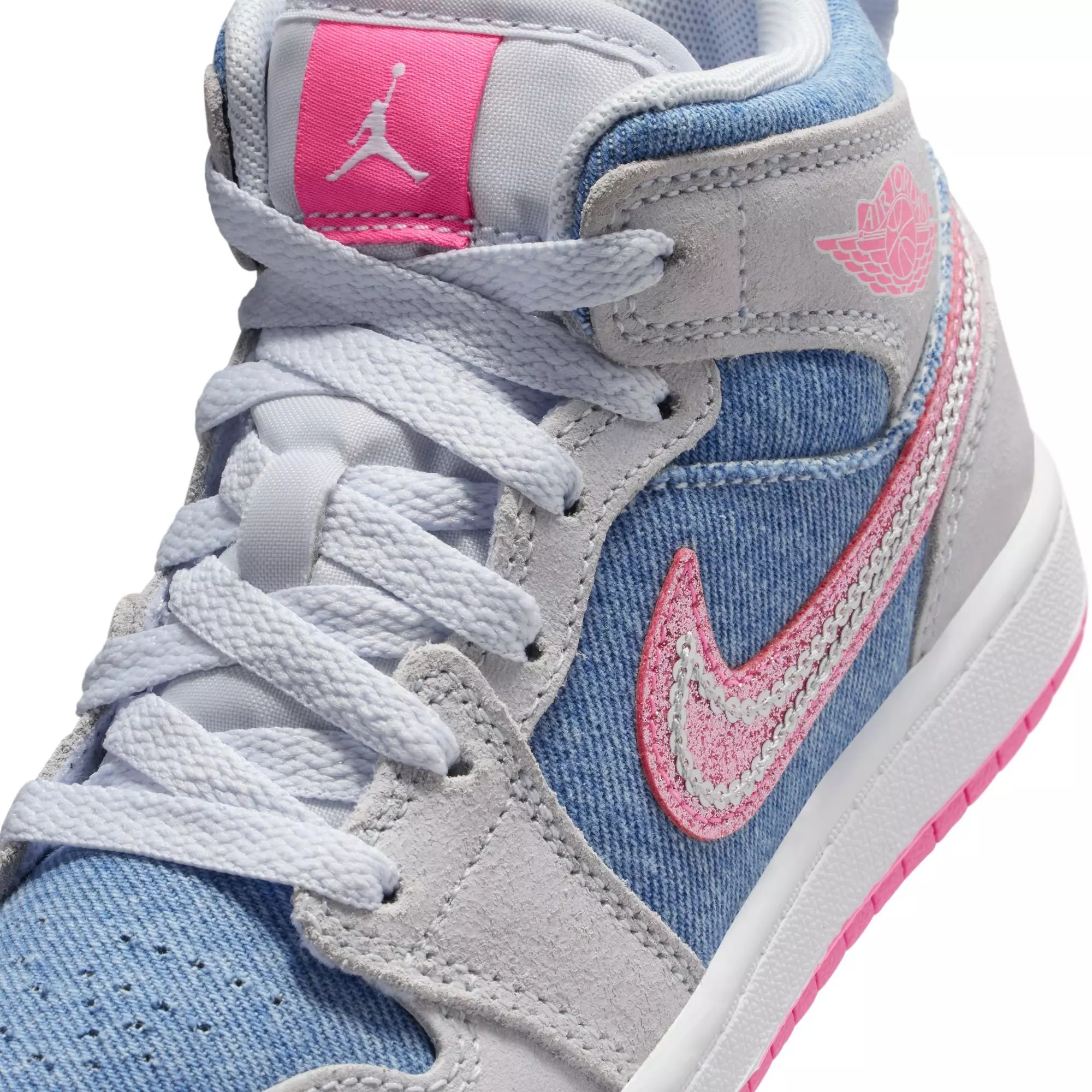 Jordan 1 Mid SE "Cobalt Bliss/Pink/White" Preschool Girls' Shoe - BLUE/PINK