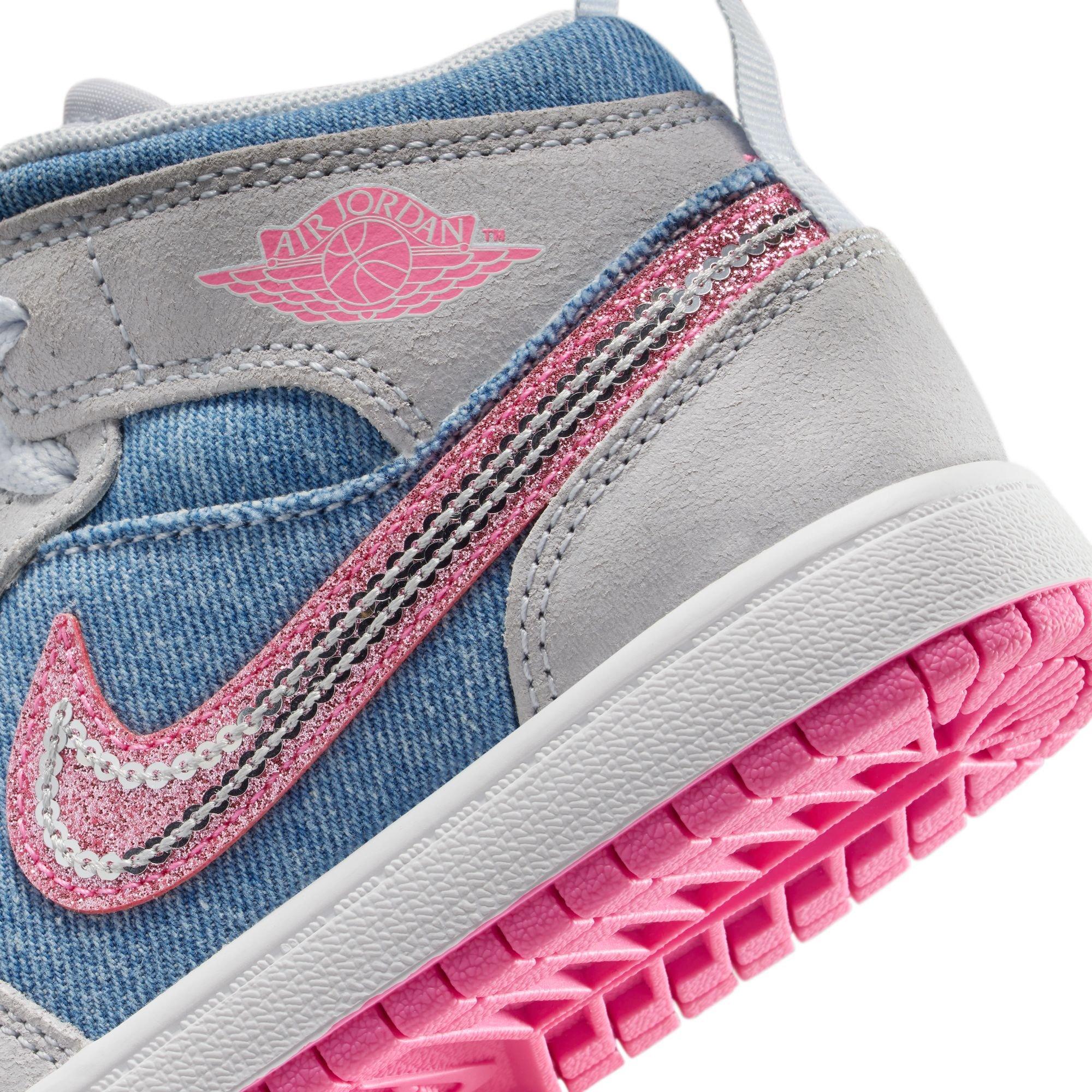 Jordan 1 Mid SE Preschool Girls' "Cobalt Bliss/Pink/White" Shoe