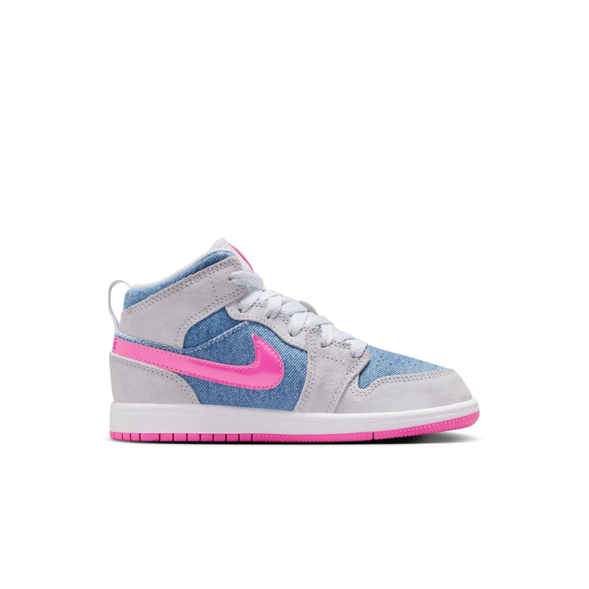 Jordan 1 Mid SE Preschool Girls' "Cobalt Bliss/Pink/White" Shoe