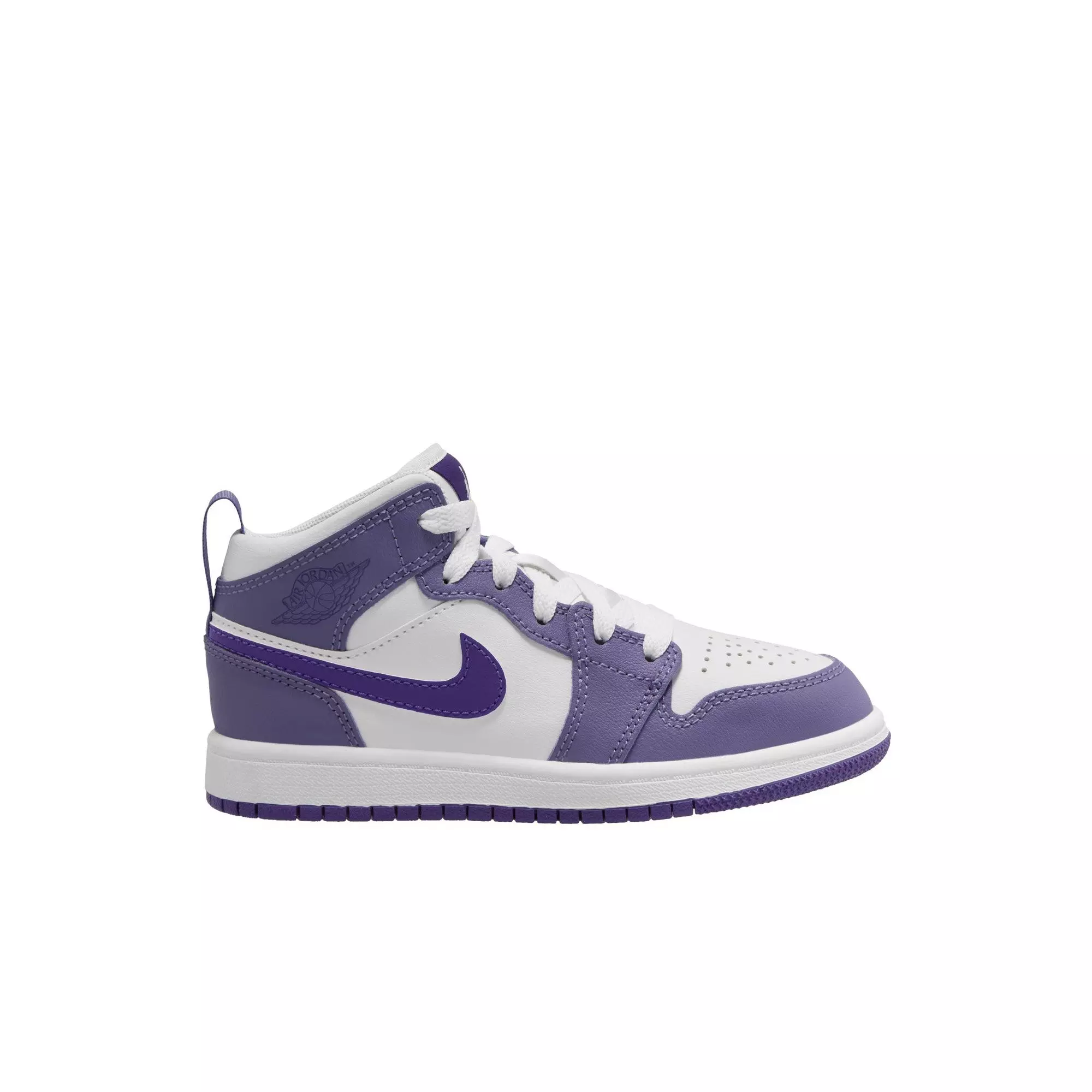Jordan 1 Mid "Dusty Amethyst/Court Purple/White" Preschool Girls' Shoe - PURPLE/WHITE