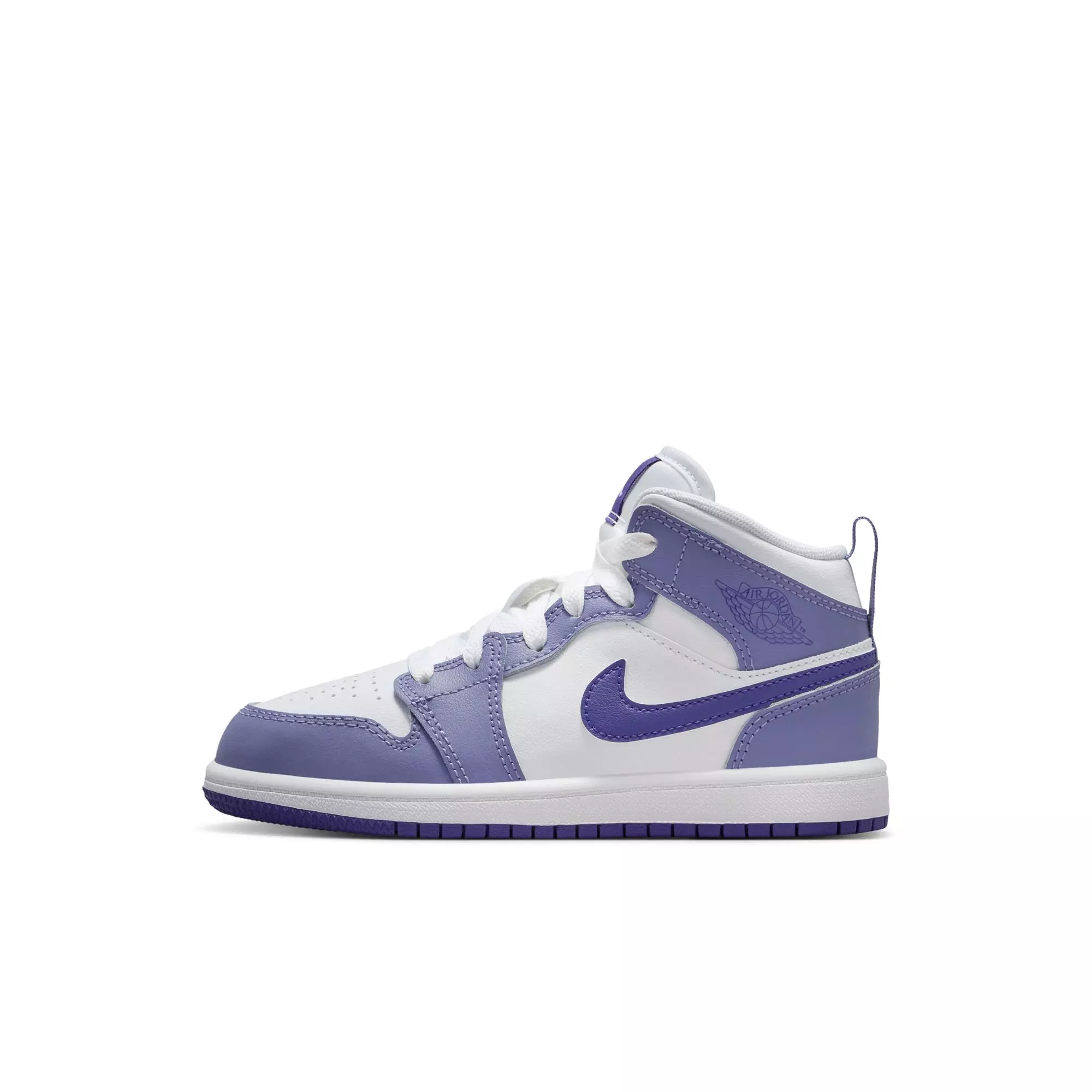 Jordan 1 Mid "Dusty Amethyst/Court Purple/White" Preschool Girls' Shoe - PURPLE/WHITE