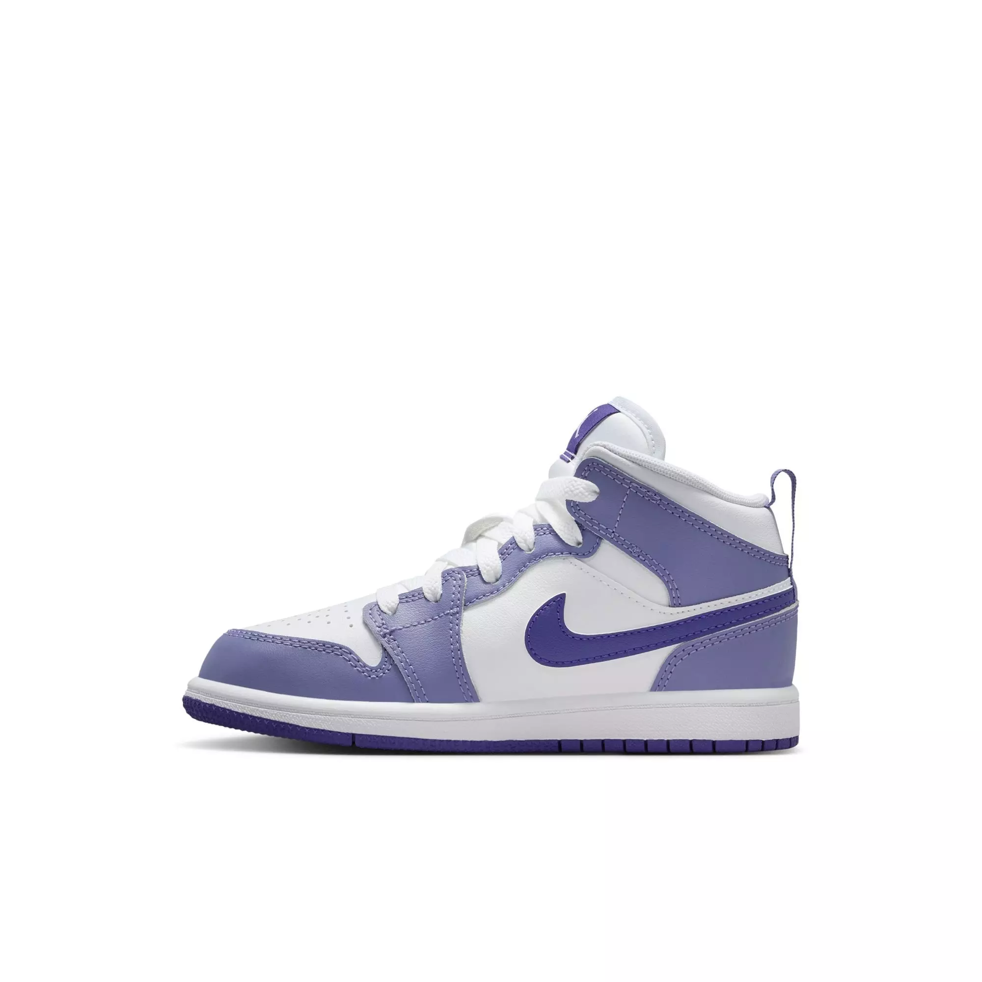 Jordan 1 Mid "Dusty Amethyst/Court Purple/White" Preschool Girls' Shoe - PURPLE/WHITE