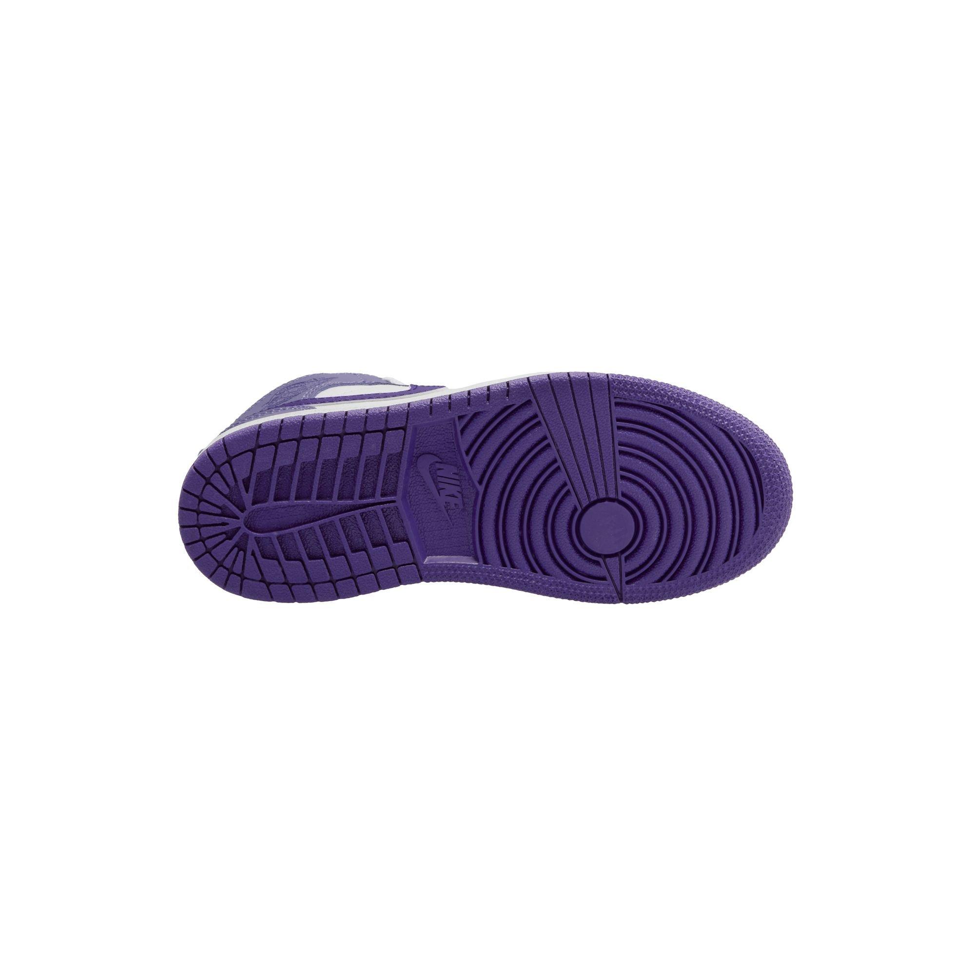 Jordan 1 Mid Preschool Girls' "Dusty Amethyst/Court Purple/White" Shoe