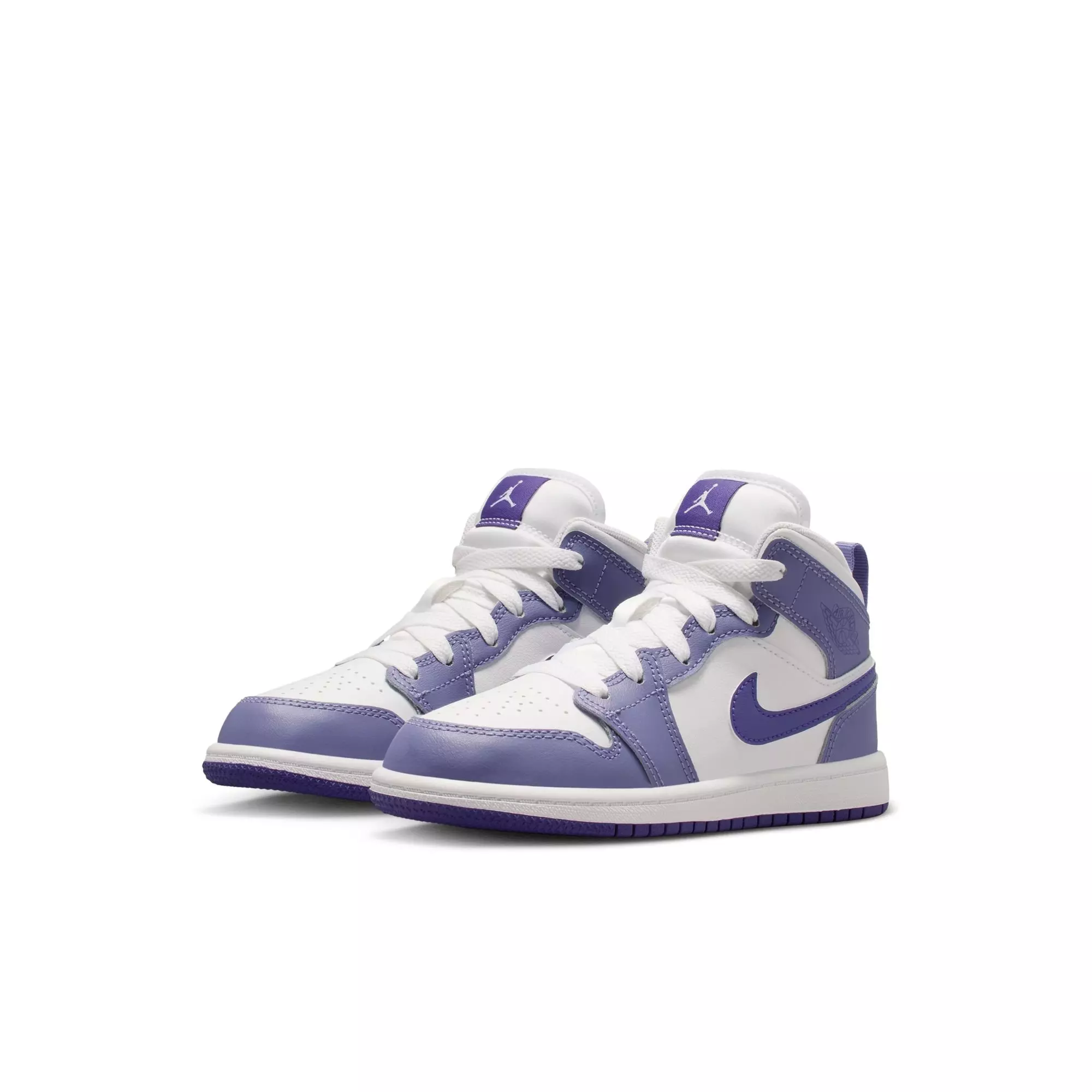 Jordan 1 Mid "Dusty Amethyst/Court Purple/White" Preschool Girls' Shoe - PURPLE/WHITE