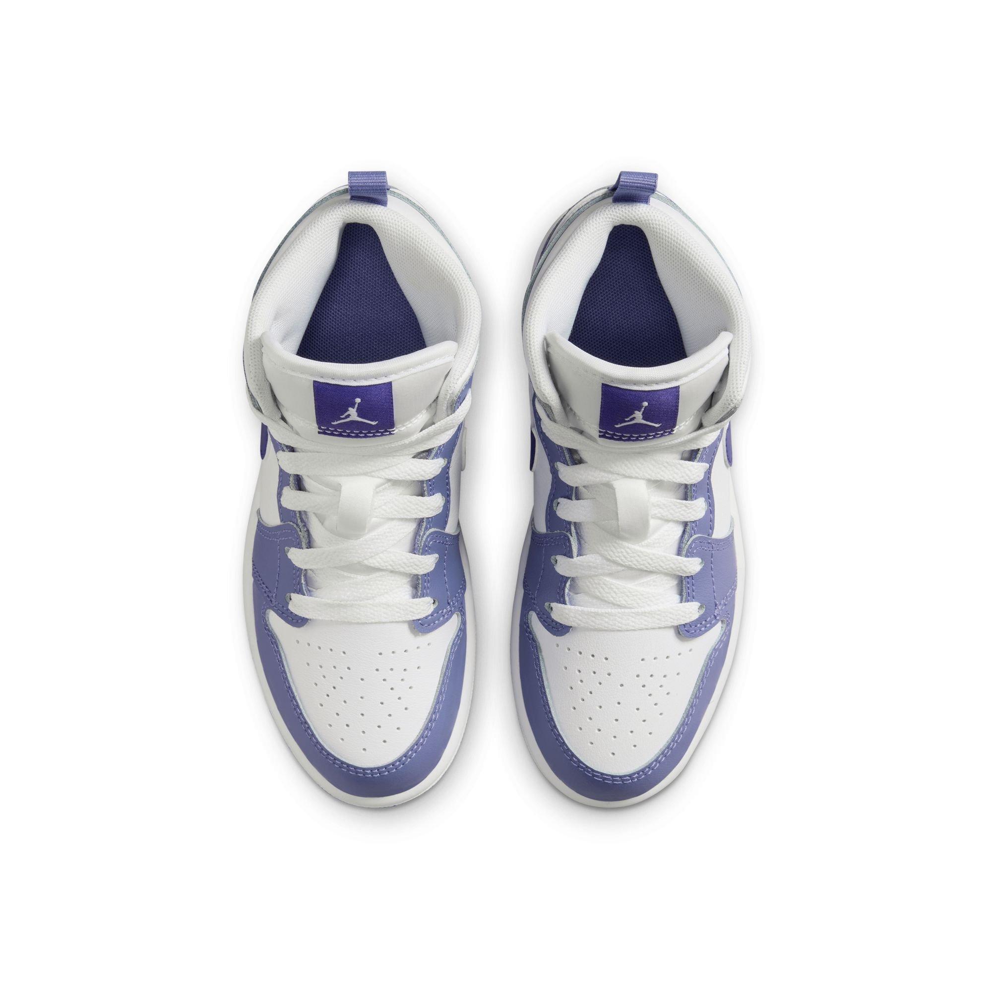 Jordan 1 Mid Preschool Girls' "Dusty Amethyst/Court Purple/White" Shoe