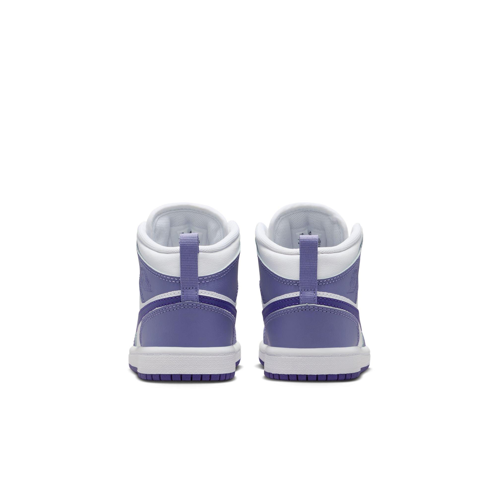 Jordan 1 Mid Preschool Girls' "Dusty Amethyst/Court Purple/White" Shoe