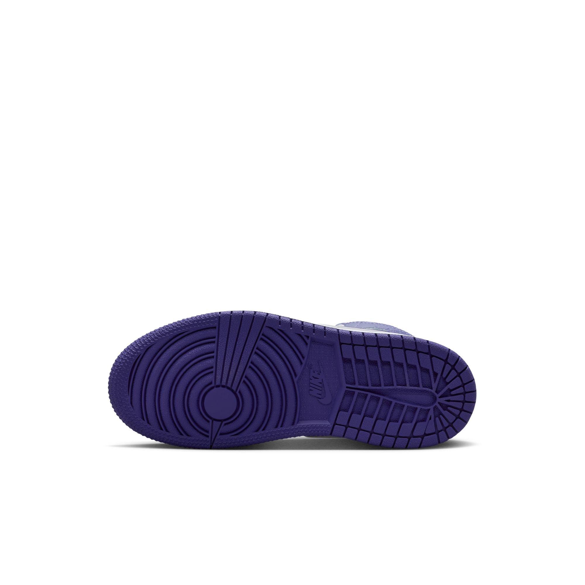 Jordan 1 Mid Preschool Girls' "Dusty Amethyst/Court Purple/White" Shoe