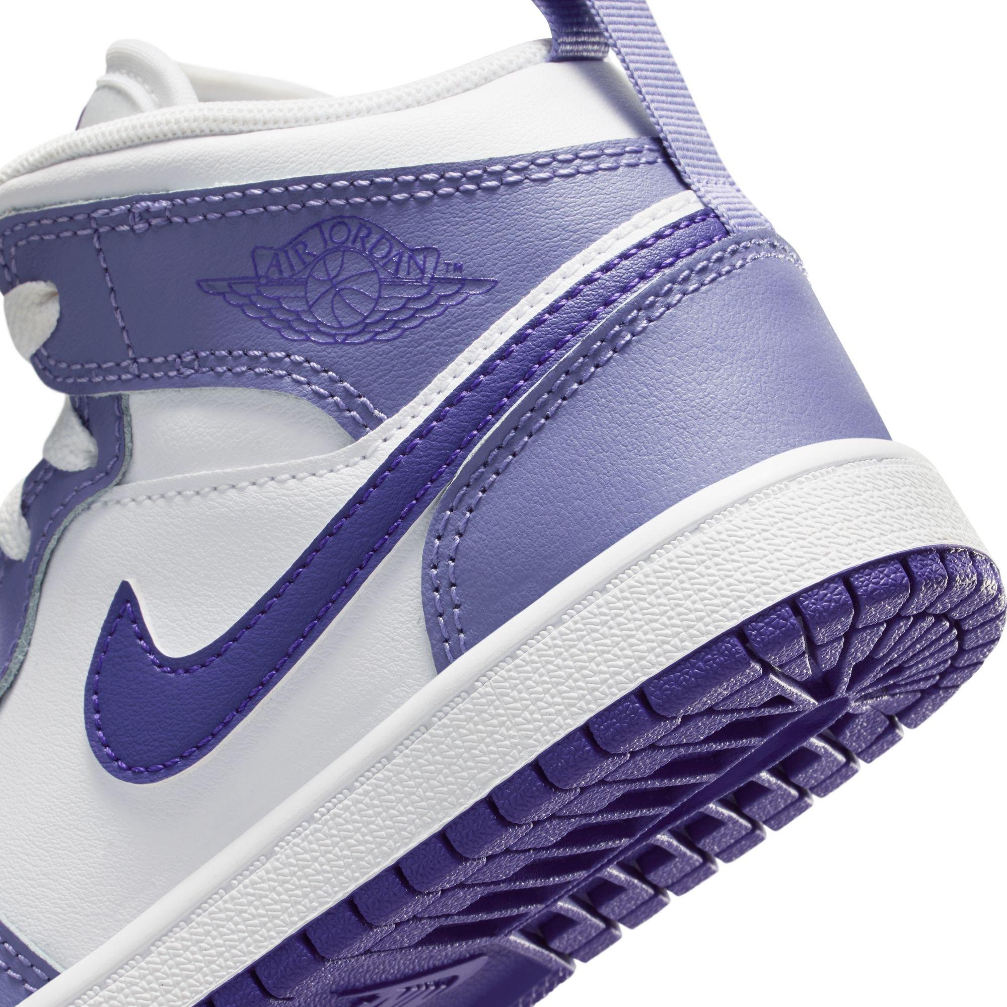 Jordan 1 Mid Preschool Girls' "Dusty Amethyst/Court Purple/White" Shoe