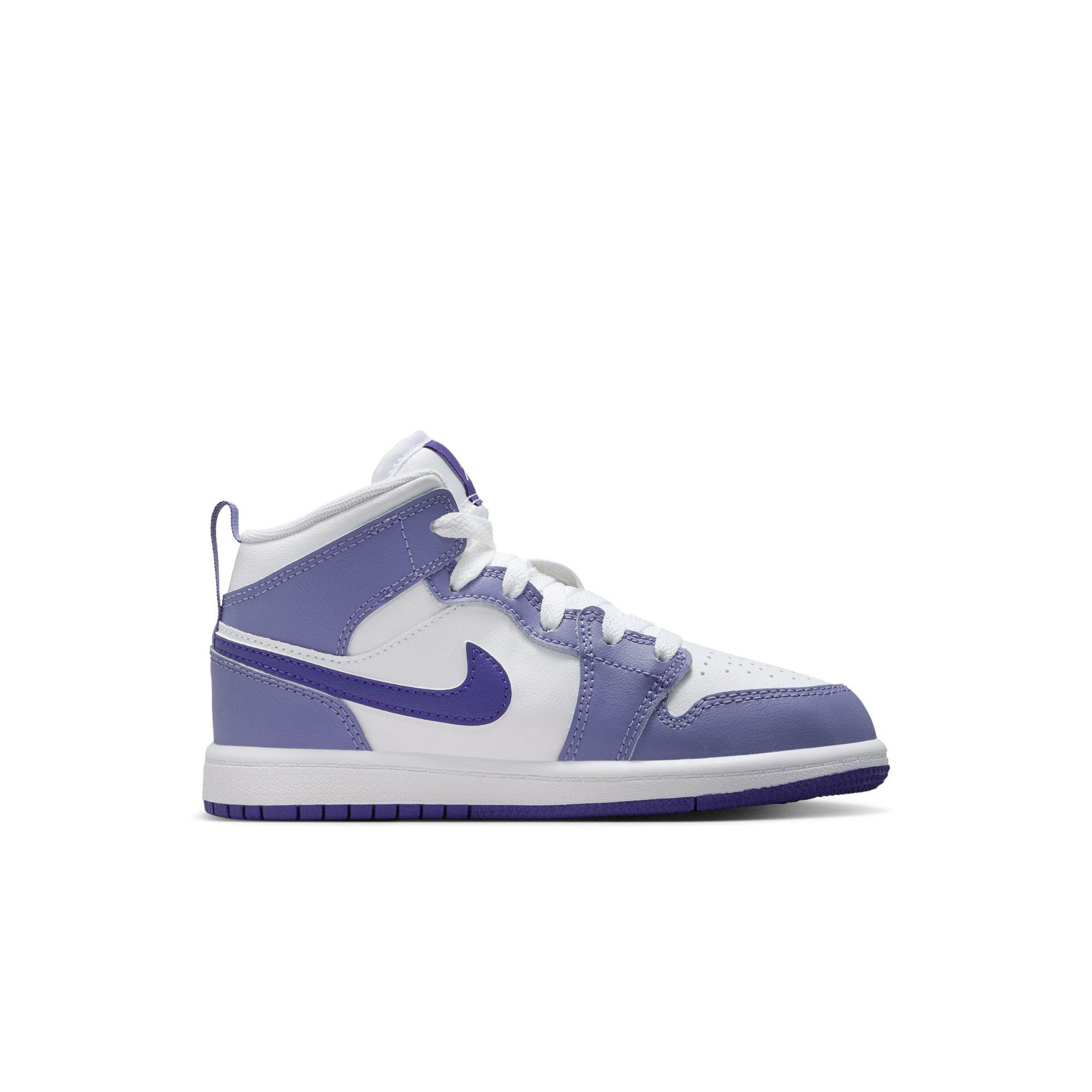 Jordan 1 Mid Preschool Girls' "Dusty Amethyst/Court Purple/White" Shoe