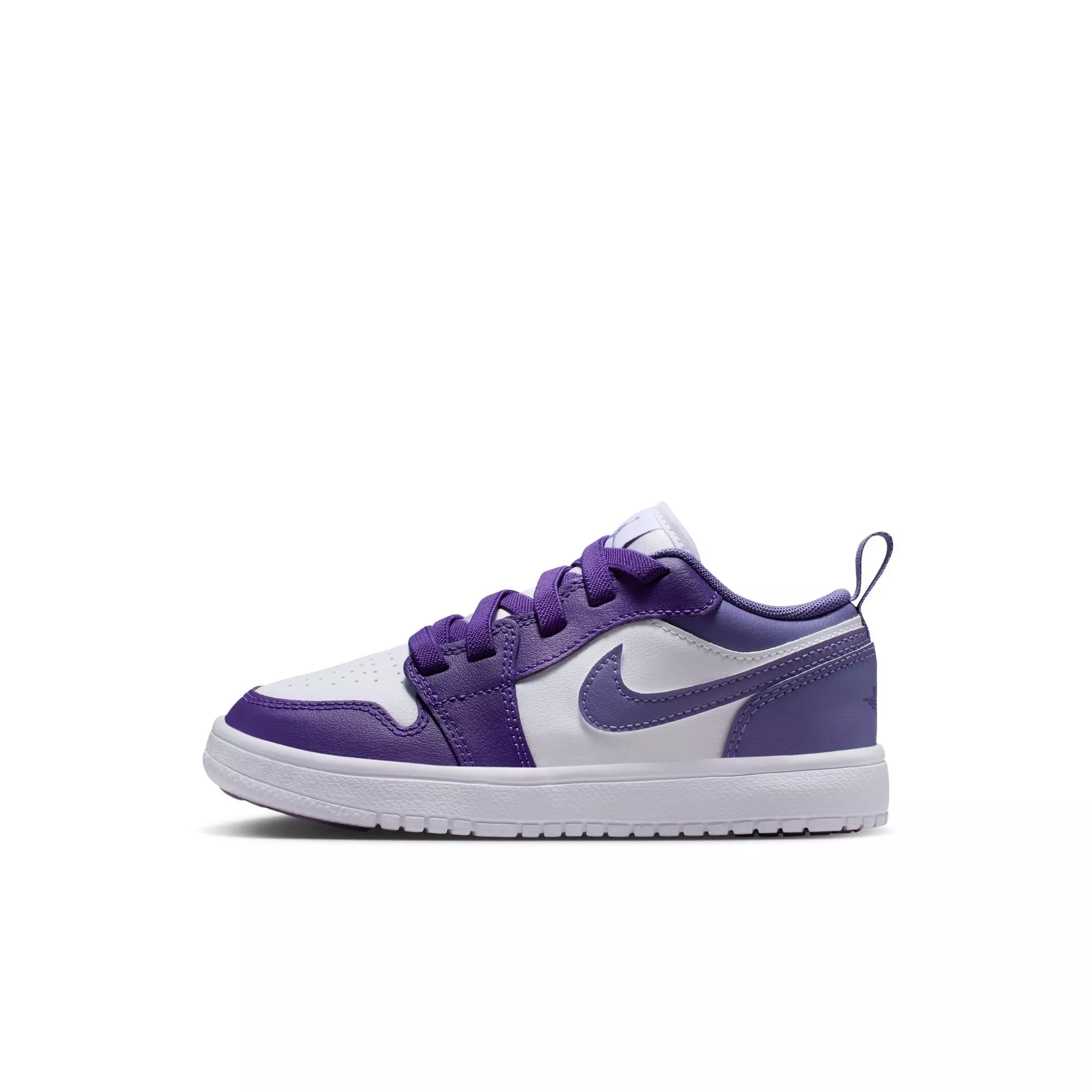 Jordan 1 Low Alt "Court Purple/Dusty Amethyst/White" Preschool Girls' Shoe - PURPLE/WHITE