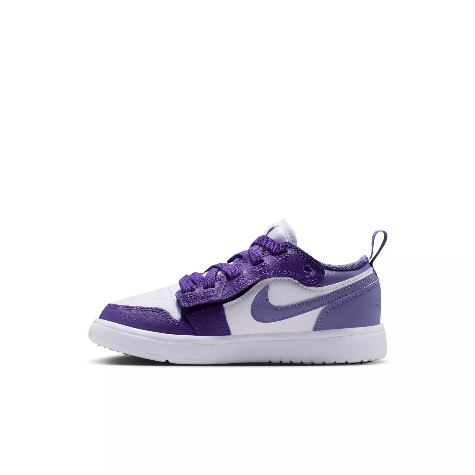 Jordan 1 Low Alt "Court Purple/Dusty Amethyst/White" Preschool Girls' Shoe - PURPLE/WHITE
