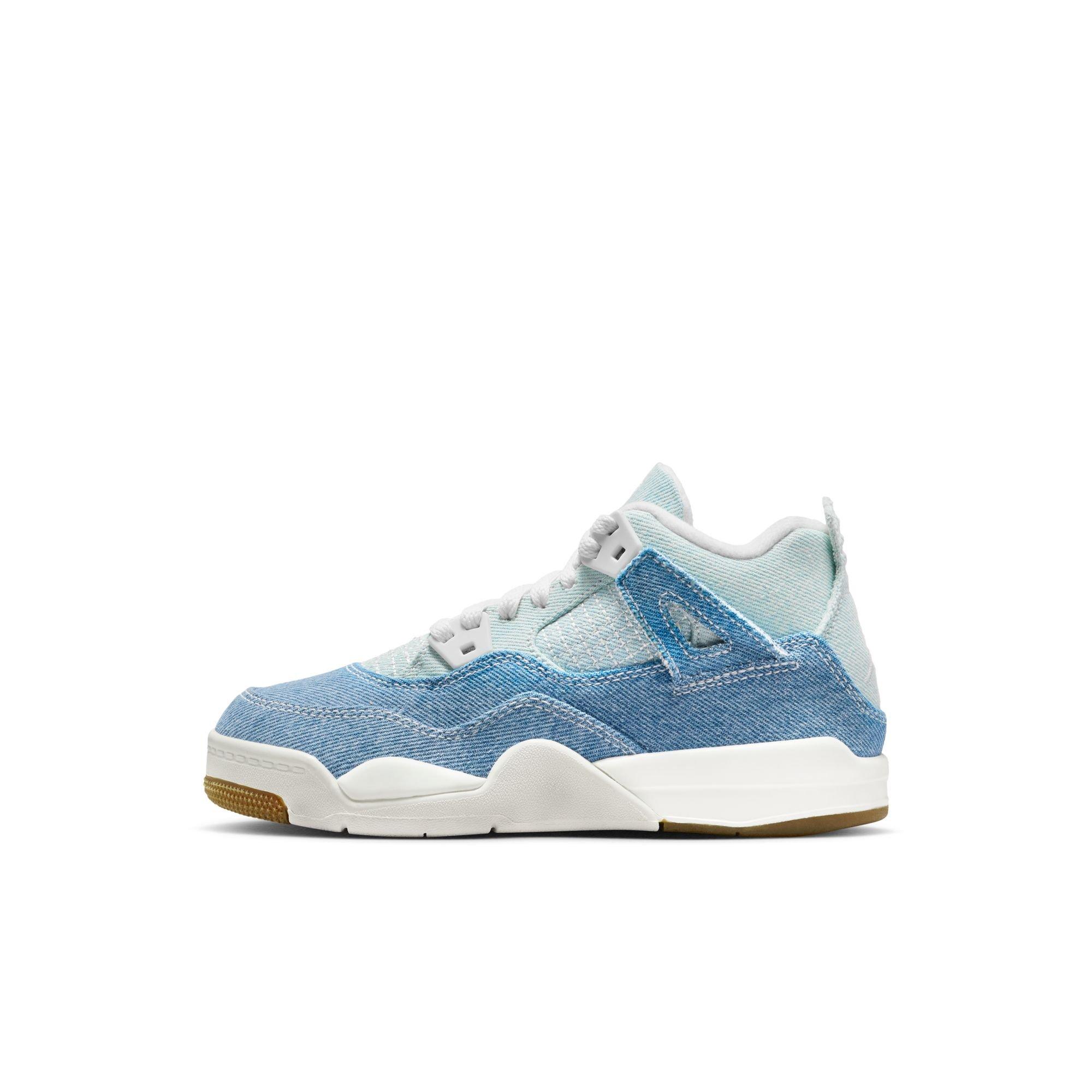 Jordan 4 Retro Preschool Girls' "Worn Blue" Shoe